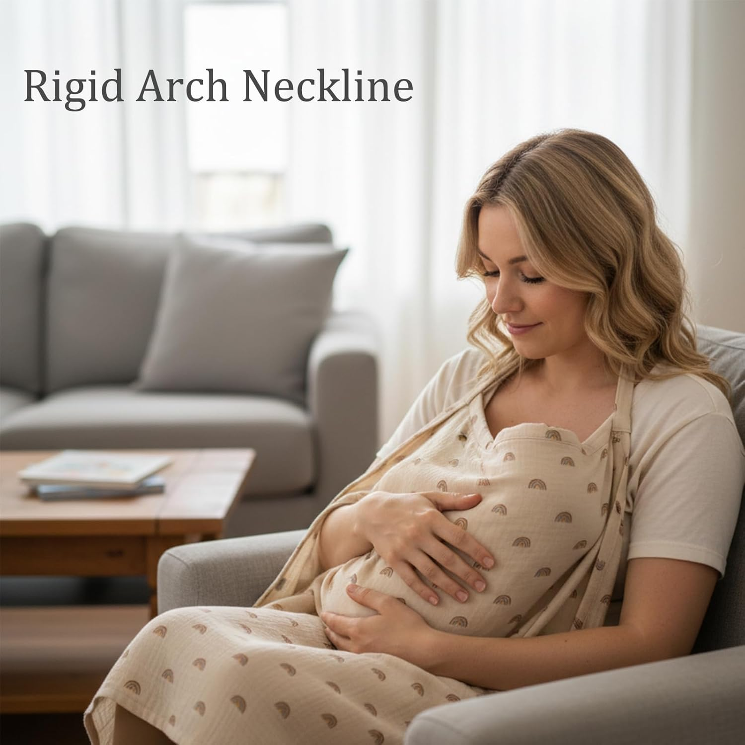 Breastfeeding Cover, Nursing Cover for Privacy, Multi-Use Stroller Cover and Car Seat Canopy, Khaki Rainbow with Beige Bag image number 1