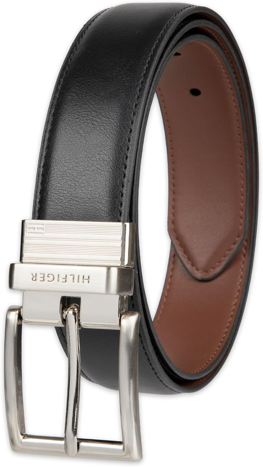 Tommy Hilfiger Men'S Dress Reversible Belt with Polished Nickel Buckle Belt