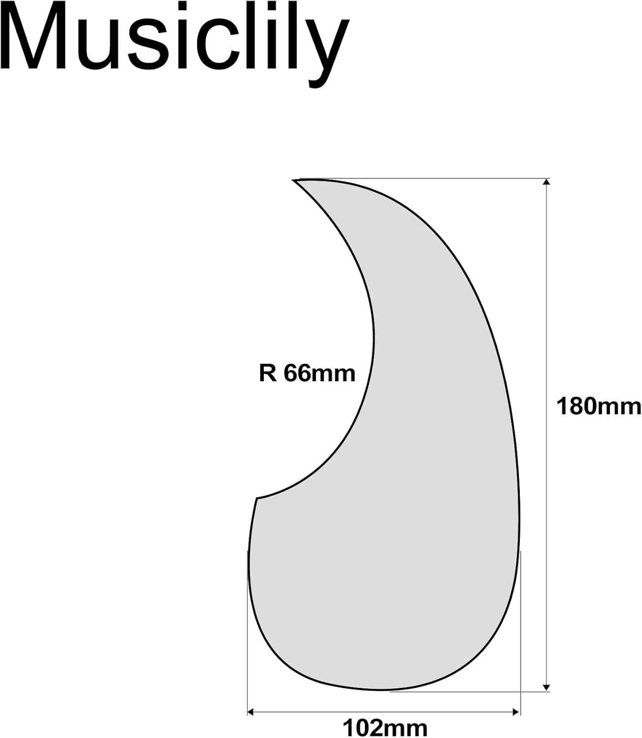 Musiclily Oversize Teardrop Acoustic Guitar Self-Adhesive Pickguard for Martin D28 Style Guitar, Black