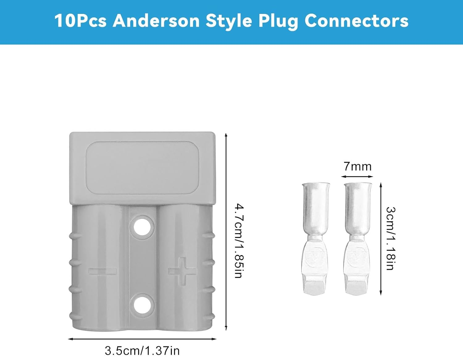50 AMP Anderson Plug Connector, PIOGHAX 10 Pcs Battery Connection Quick Connector with 6AWG Silver Plated Copper Terminals,12-24V Outdoor DC Solar RV Power image number 3