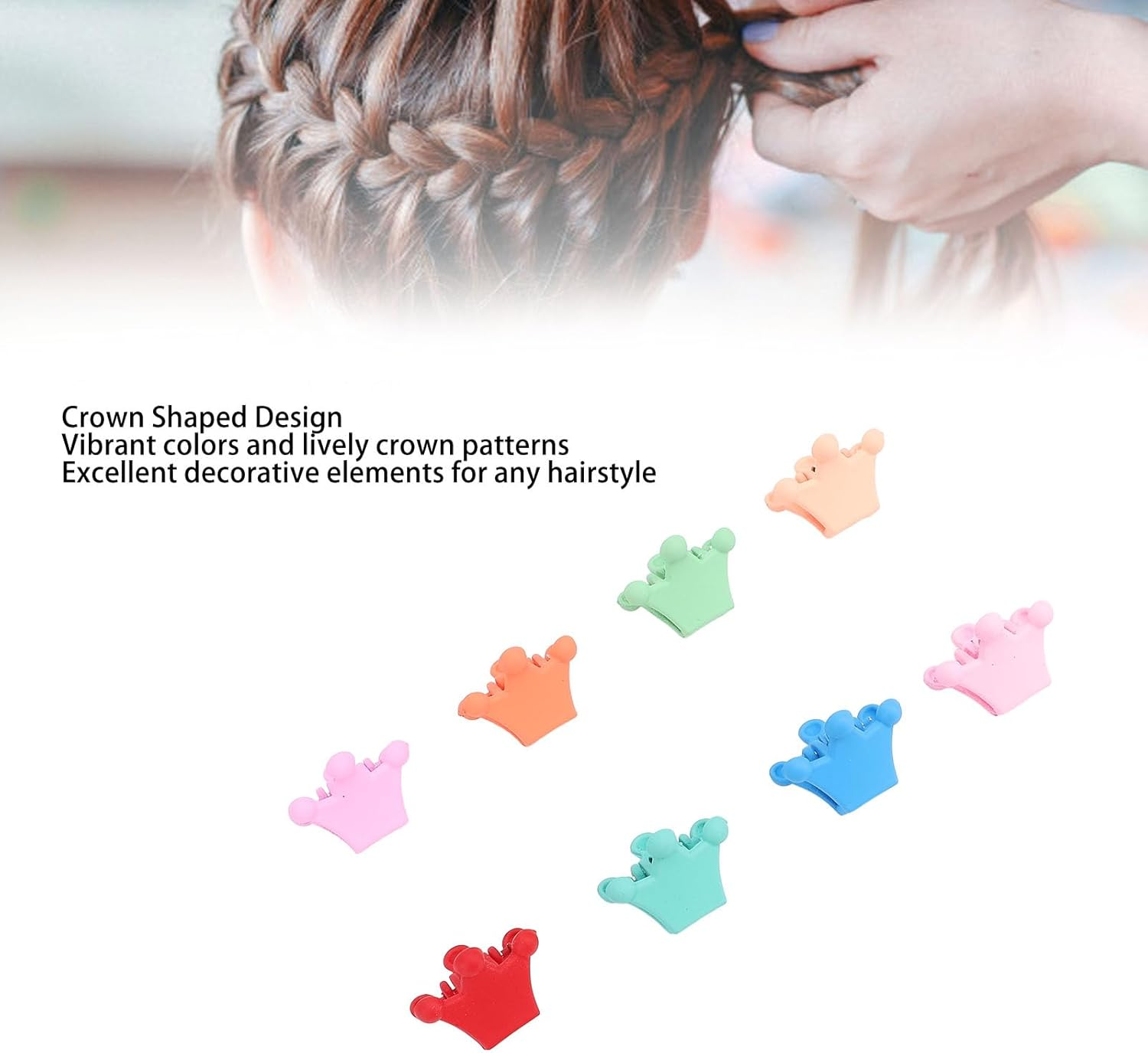 100Pcs Crown Shaped Small Hair Claw Clips, Colorful Kawaii Resin Mini Hairpins, Non-Slip Cute Hair Clamps for Fine Hair for Fine Hair, Toddlers, Women, Little Girls, Baby image number 5