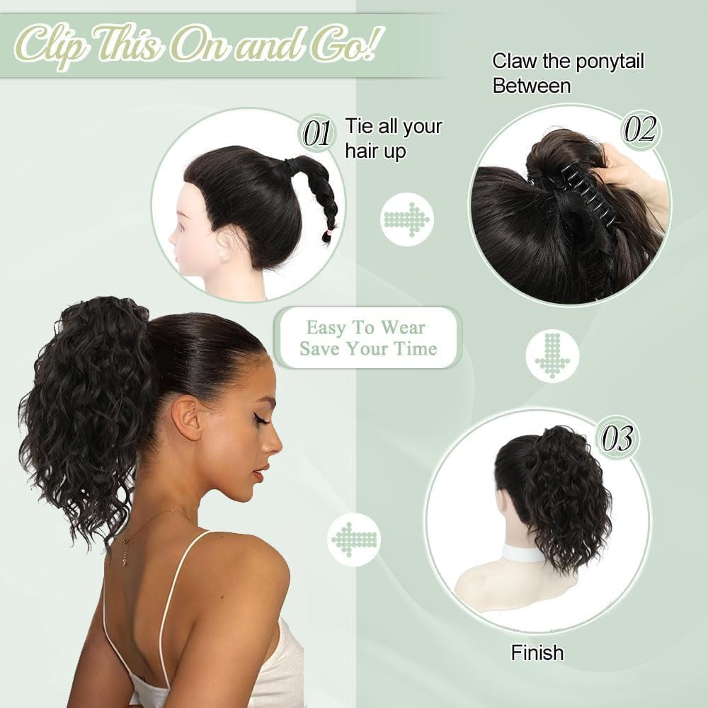 Fine plus 30.48 Cm Claw Clip Ponytail Extension - 1B image number 5