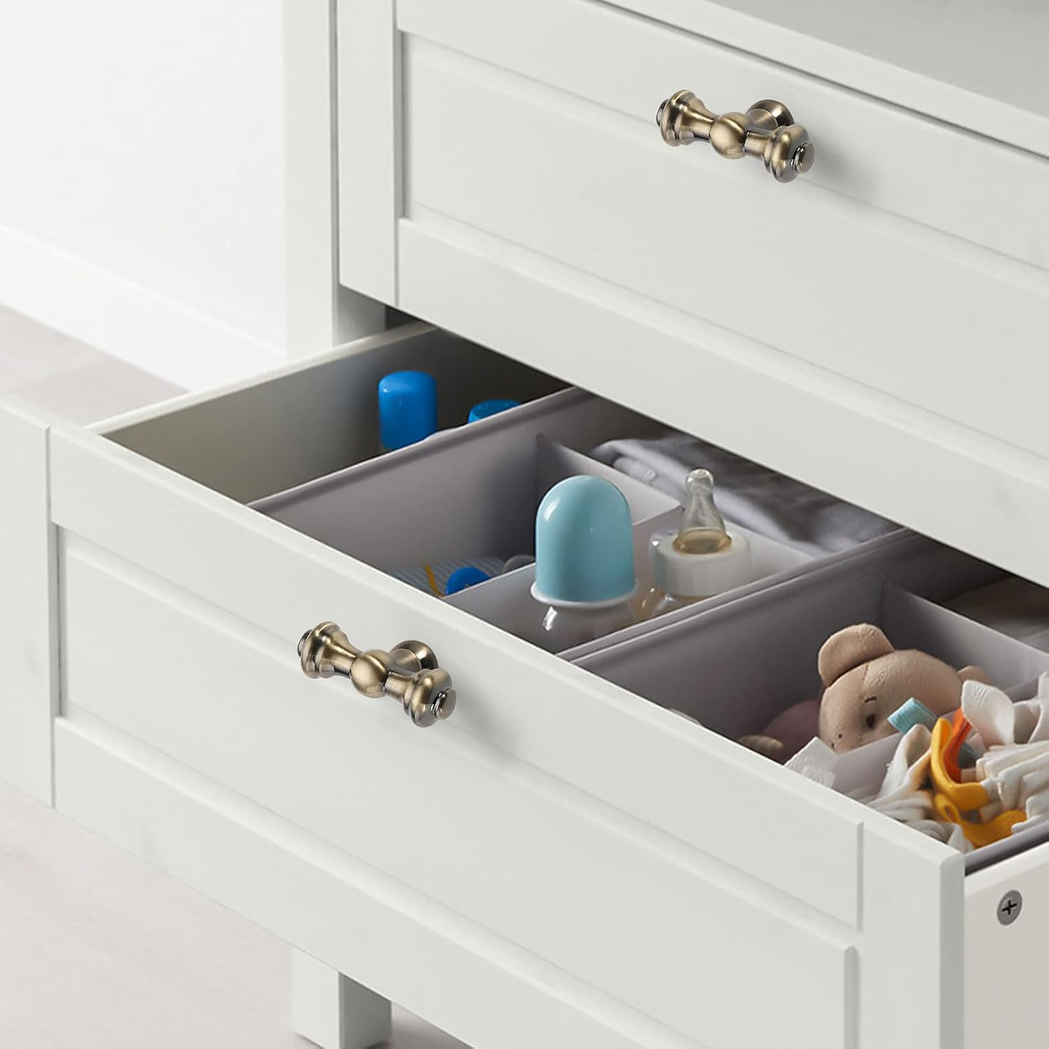 Asidrama 10 Pack Brushed Antique Brass Kitchen Cabinet Knobs Dresser Knobs Drawer Knobs Cabinet Hardware Zinc Knobs for Dresser Drawers image number 2