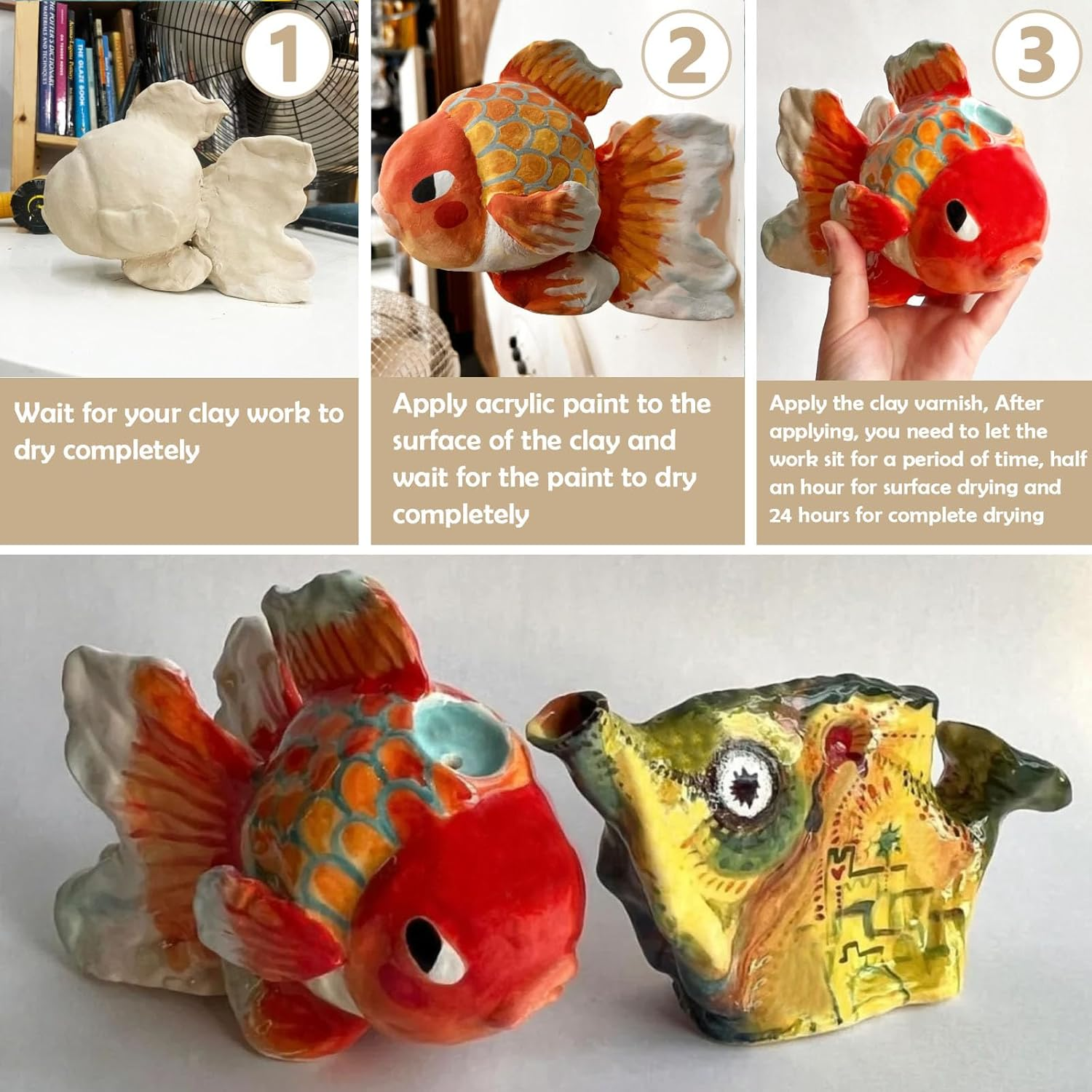 100Ml Air Dry Clay Glaze, Clear Clay Glaze for Air Drying Clay, Varnish for Pottery and Acrylic Paint, Waterproof and Scratch Resistant, Design for Air Dry Clay (Matte Varnish) image number 2