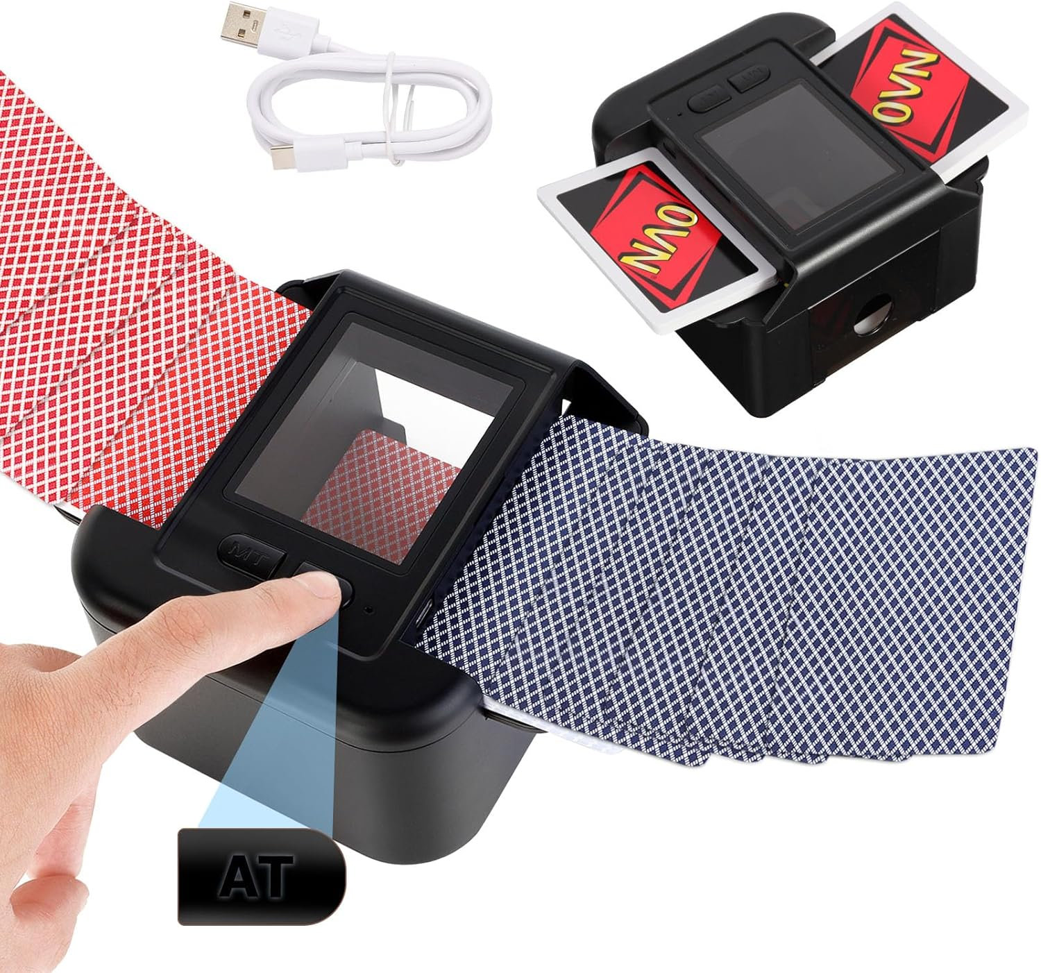 Rechargeable Automatic Card Shuffler for 2 Decks, 2000 Mah Built in Battery USB-C Charge, Low Noise Fast Shuffle, Smart Auto Shuffler for UNO Poker Blackjack Skip-Bo Texas Hold'Em Canasta Skyjo image number 6