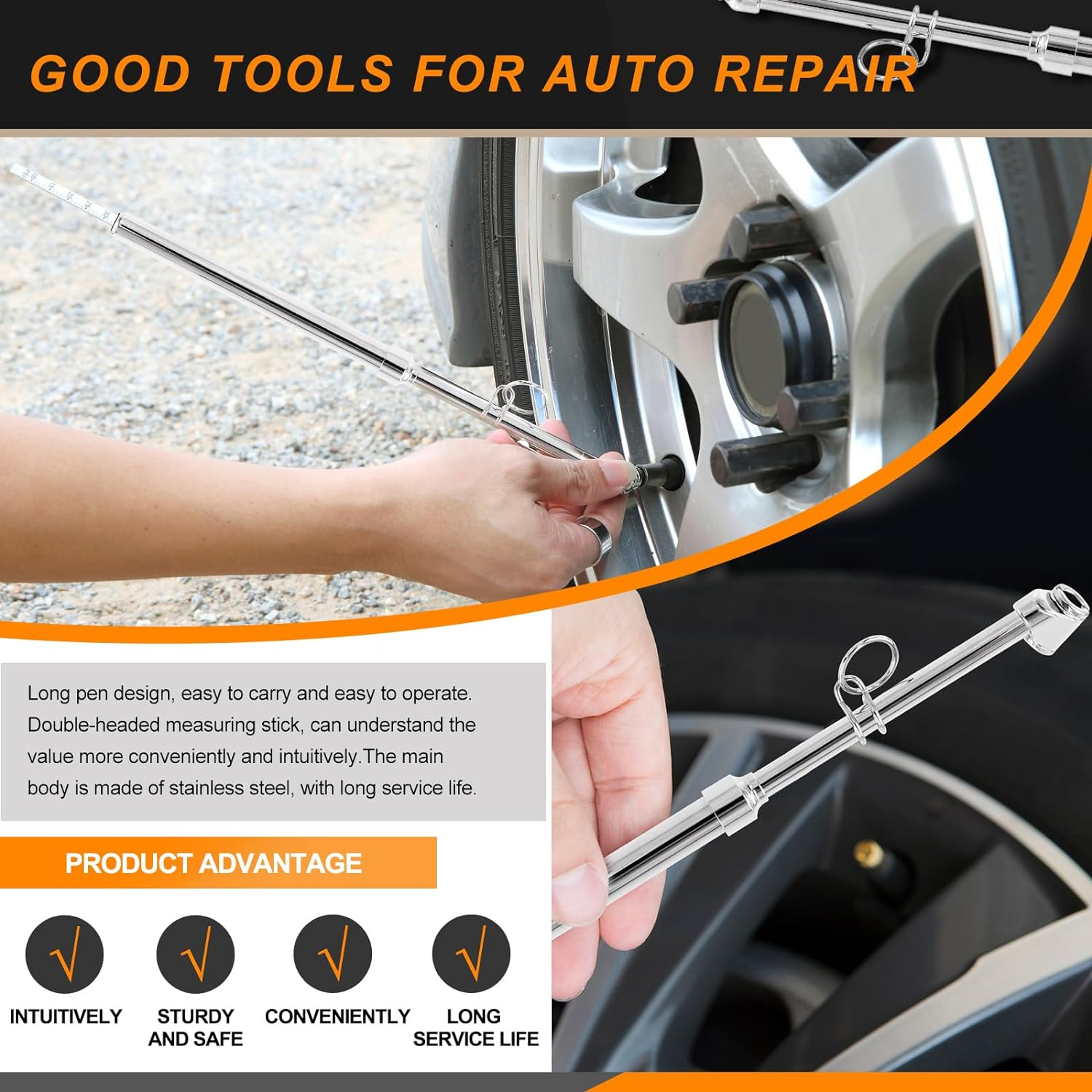 Professional Dual Head Tire Pressure Gauge 10-150 PSI, Heavy Duty Pen Type, Truck Car RV ATV Motorcycle image number 6