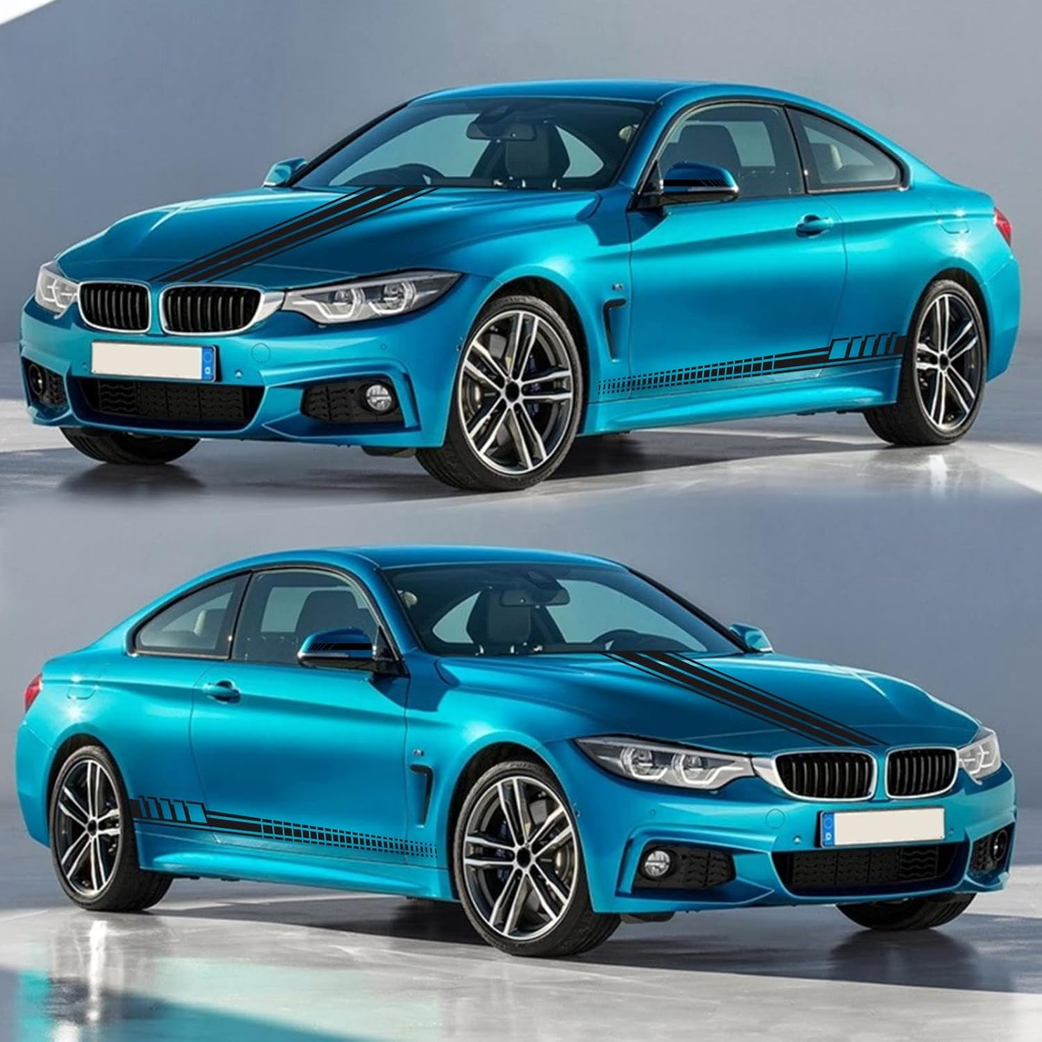 5PCS Car Hood Door Rear View Mirror Stripe Sticker for Car Racing Sports Body Side Skirt Stripe Decal Universal Vinyl Decoration for Car SUV Off-Road Vehicles(Black) - Red image number 1