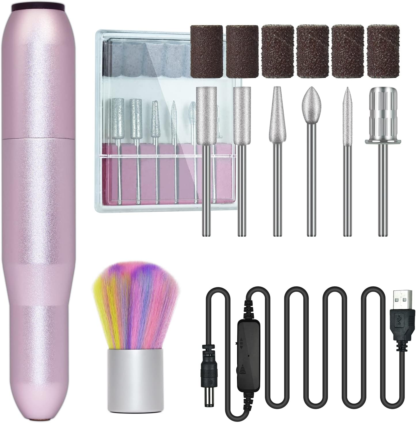 13PC Nail Drill Bits Set, 3Pcs Tungsten Carbide Drill Bits+ 3Pcs Ceramic Efile Nail Drill Bits+ 6Pcs Diamond Drill Bits+ 1Pcs Brush, 0.2Cm Drill Bits for Nails for Manicure Pedicure Home Salon