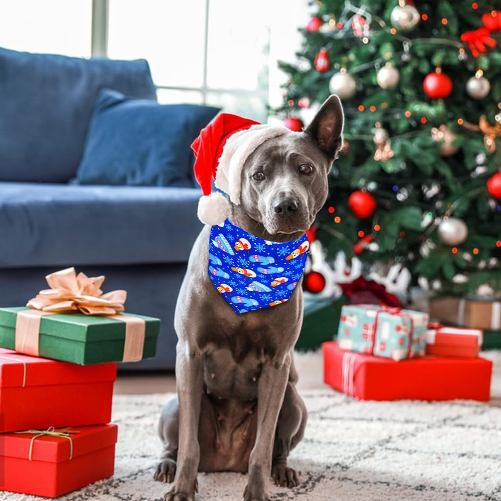 Pack of 6 Christmas Dog Bandanas Santa Claus Dog Bibs Adjustable Triangle Washable Dog Cat Scarf Bow Dog Collar Kerchief Scarf for Small Medium Dogs Cats (L) image number 3