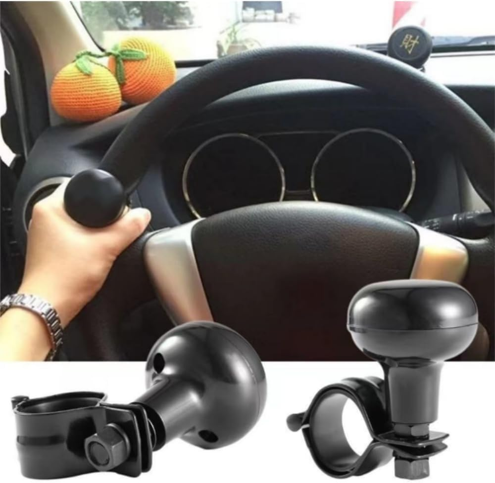 Goxfaca Steering Wheel Knob Ball Spinner Auxiliary Booster Aid Control Grip Assister Handle Ball Fit for Most Vehicles Cars Trucks Boats Marine, Black image number 2