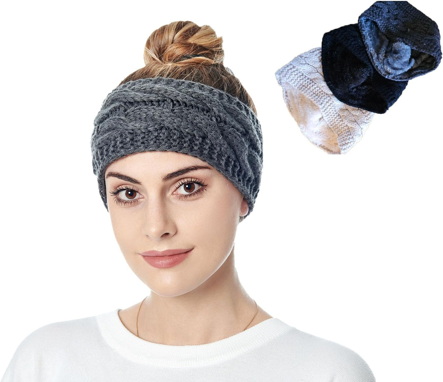 Yimucoltd Ear Warmers Winter Headband Lightweight Material Winter for Women Cold Weather Warm Ear Muffs Wool Knit Thick Fleece Lined with Superior Texture for Outdoor Activities Sports Fitness image number 3