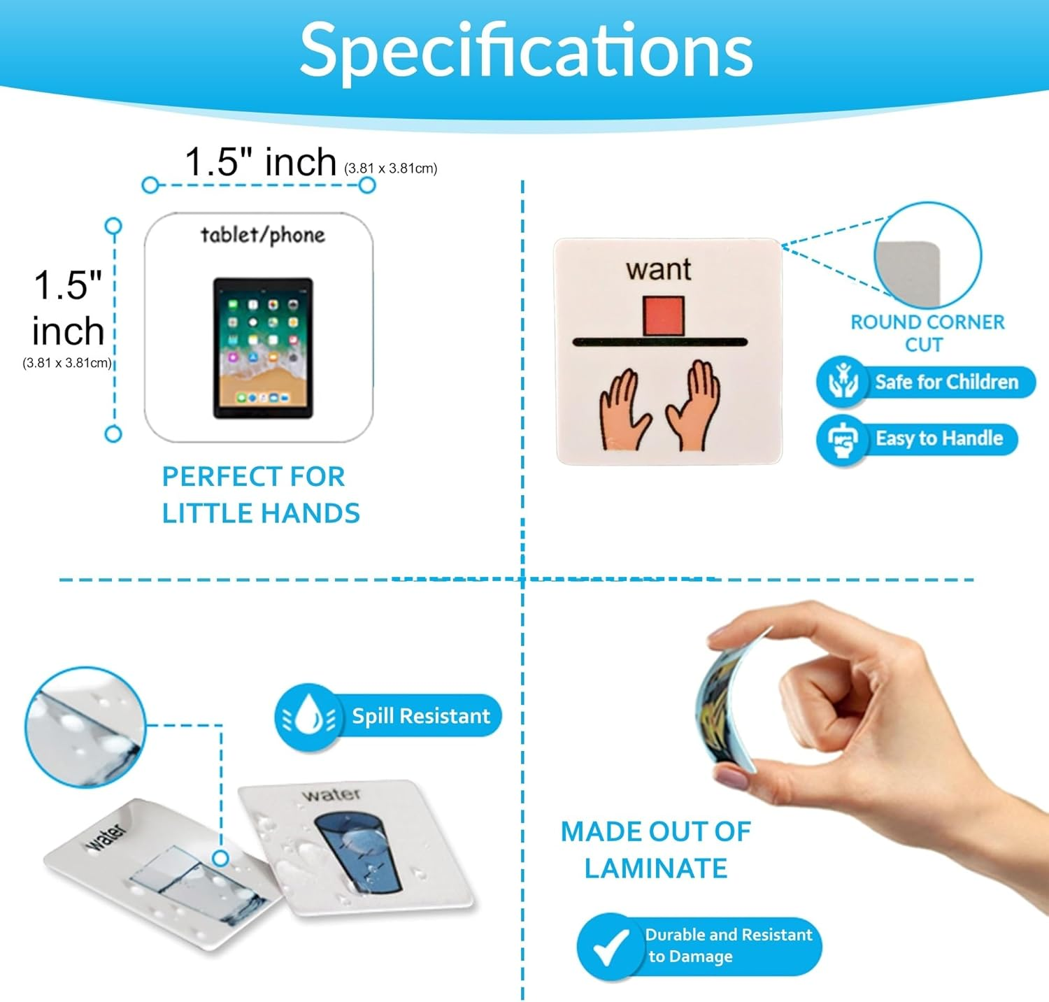 Smile4Autism Visual Communication Book,162 ASD Laminate Icon Picture Cards: Autism Language Vocabulary, Speech Articulation Therapy, ADHD & Aprexia Learning (Laminate Cartoon Book) image number 4