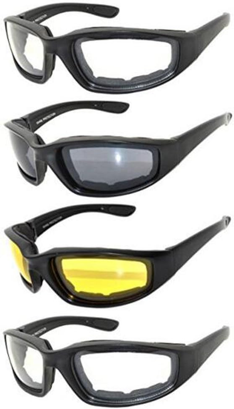 Motorcycle Glasses Riding Goggles, 4 Pcs All Weather Protective Motorcycle Rider Goggles for Outdoor Activity Sport