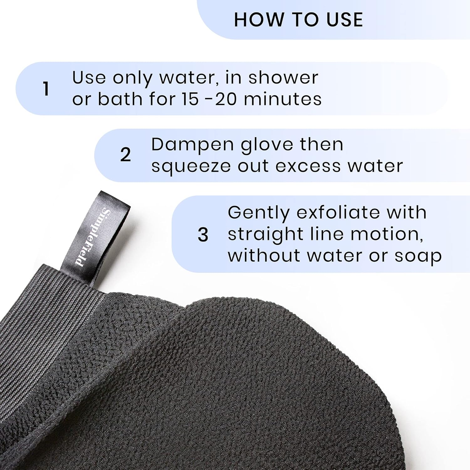 Simplefield Korean Exfoliating Mitt for Remove Dead Skin. 2 Pack 100% Viscose Kessa Deep Exfoliating Gloves for Body Scrub, Keratosis Pilaris and Self Tanning Removal. Easily Smooth Skin Surface. image number 3