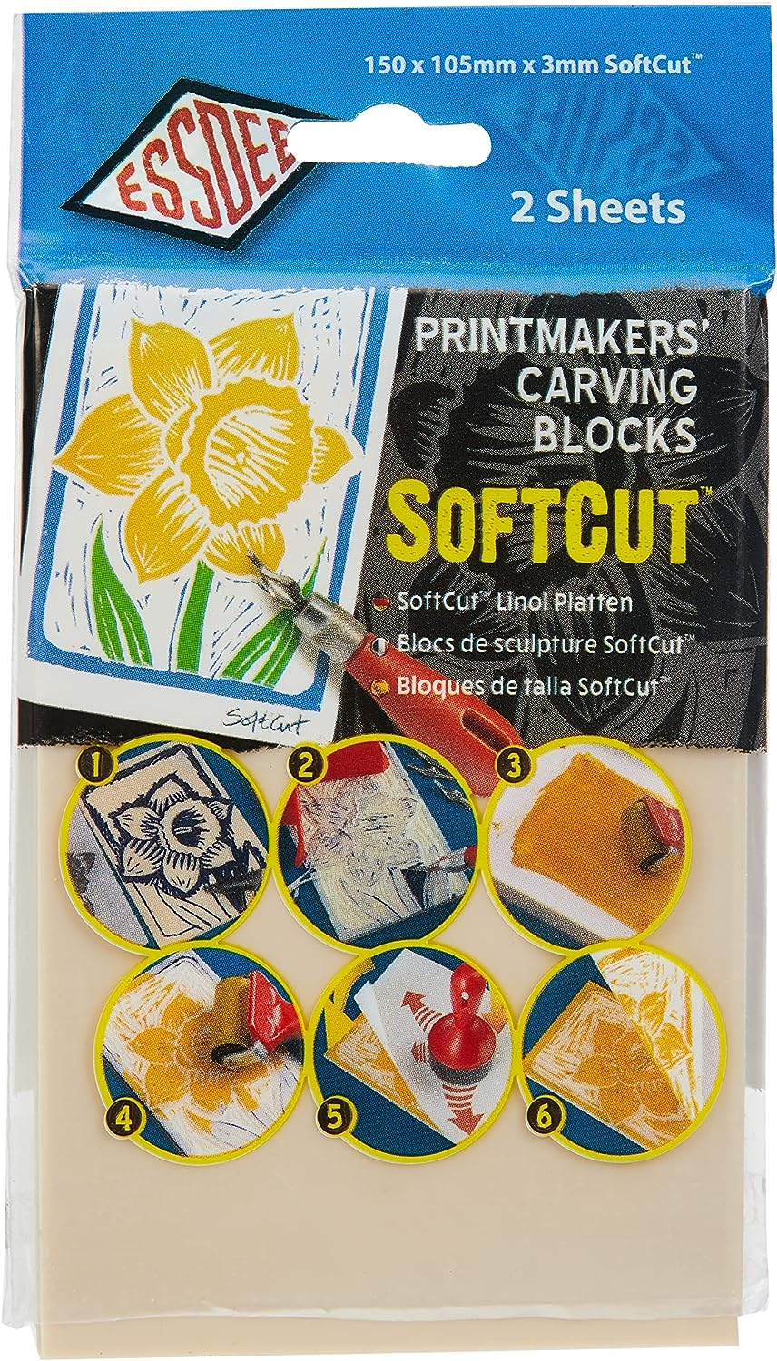 Educational Arts Softcut Printmaking and Carving Blocks (200 X 150 X 3.0 Mm Pack of 2), PVC, Multi-Colour, 200 X 150 X 3 Mm image number 5