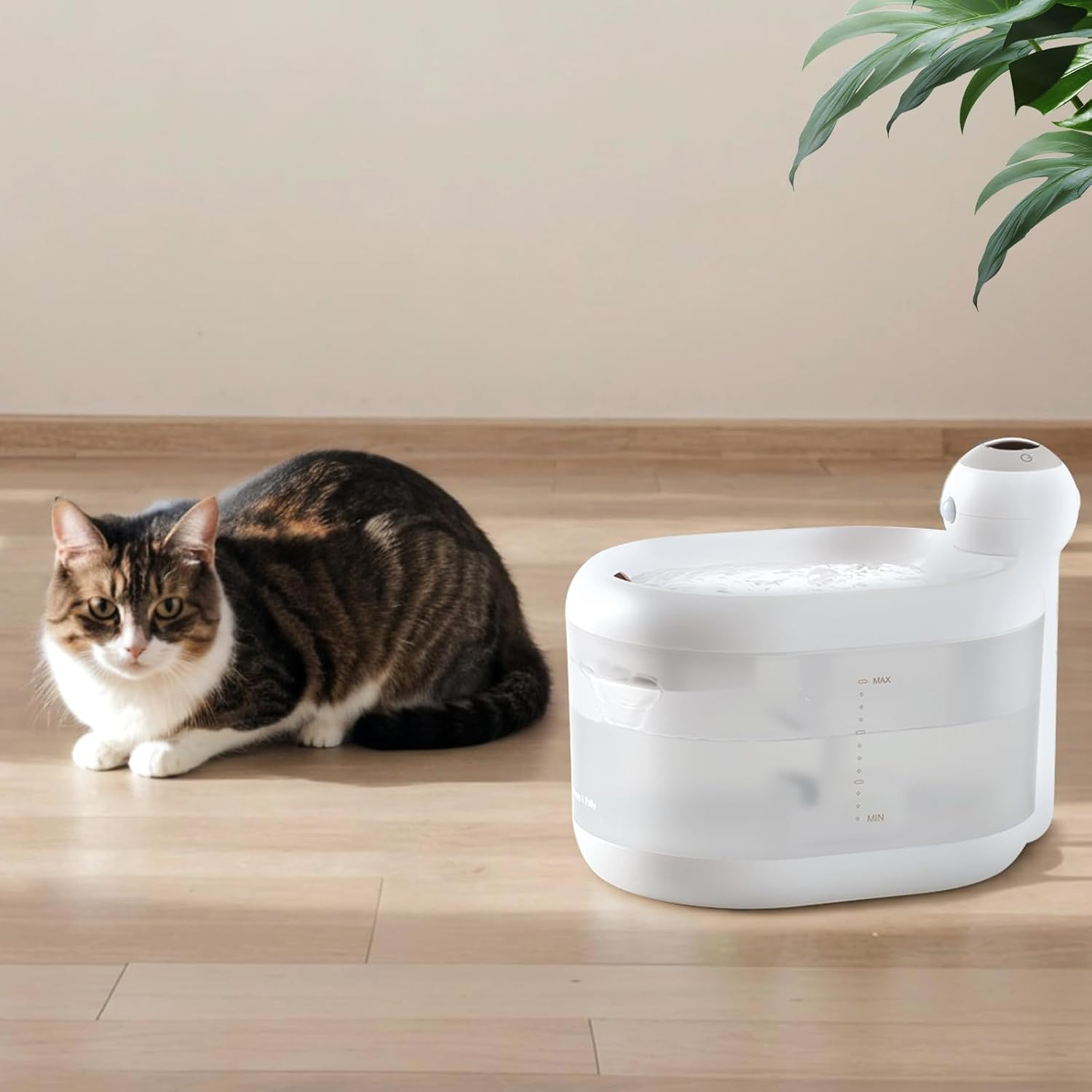 Wireless Cat Water Fountain for Drinking - Happy & Polly 2.2L/77Oz Pet Fountain Water Bowl with 4400Mah Rechargeable Battery Operated Cordless Cat Water Fountain with Sensor, Contain 2 Filters image number 5
