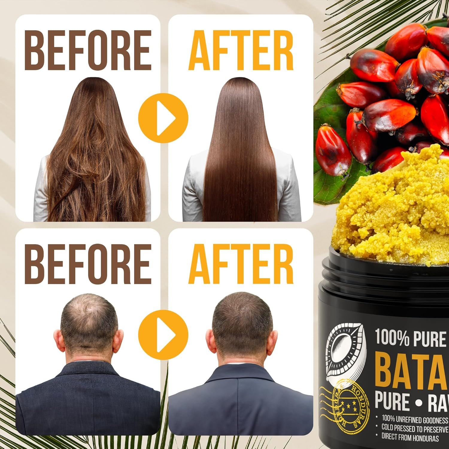 Vie Naturelle 100% Pure Batana Oil for Hair Growth from Honduras &ndash; Organic Raw Unrefined &ndash; Natural Moisturizer for Skin & Hair &ndash; Traditionally Cold-Pressed from Honduran Palm Nut - 04 Oz image number 6