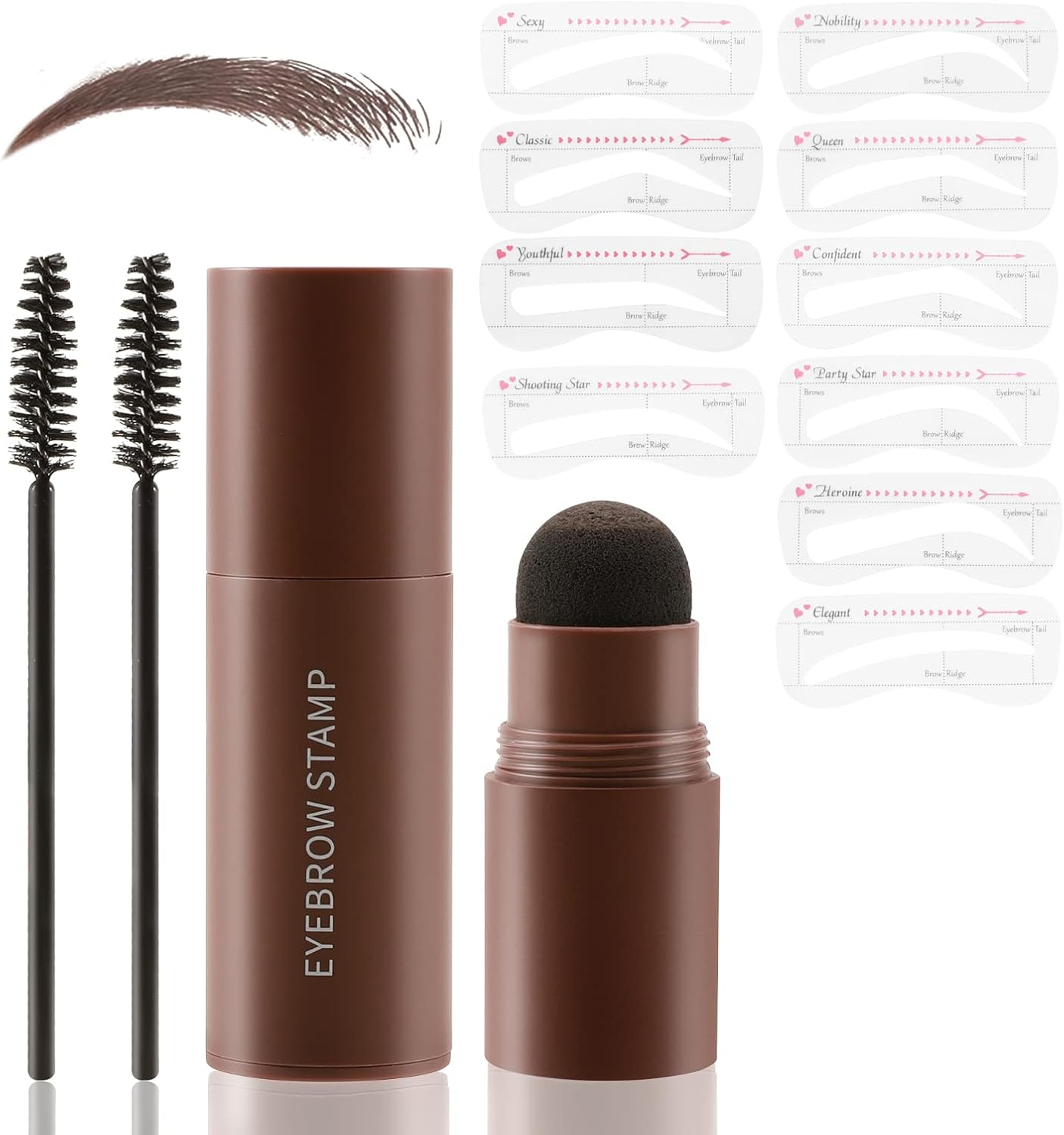 Boobeen Eyebrow Stamp, Eyebrow Stamp Stencil Shaping Kit, Eye Brow Filler Powder Long Lasting, Eyebrow Definer Makeup for Natural Brow