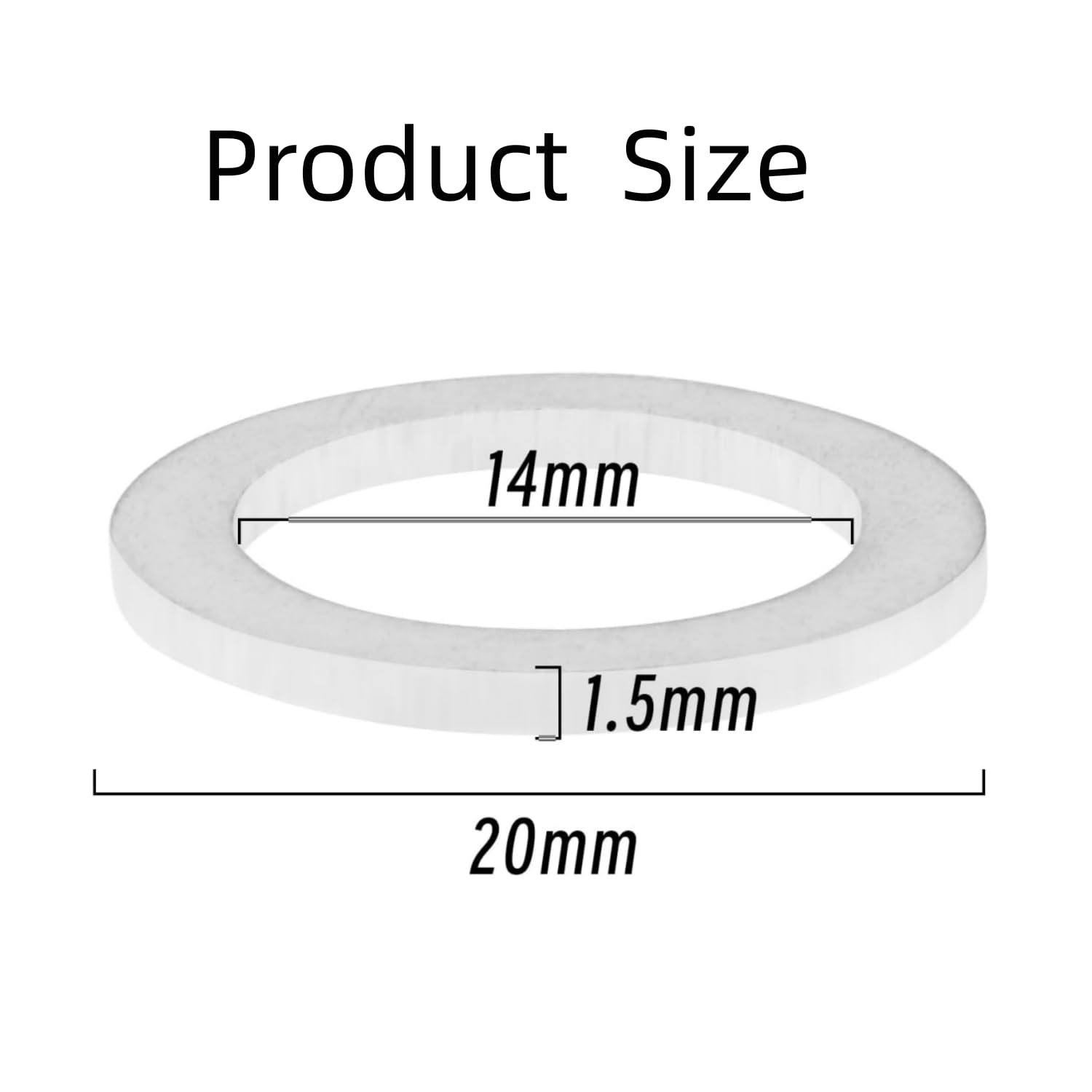 50PCS Aluminum Crush Washers Car Flat Sealing Gaskets Oil Sump Plug Washer Drain Plug Gaskets Plate Rings 20Mm OD 14Mm ID 1.5Mm Thickness image number 4