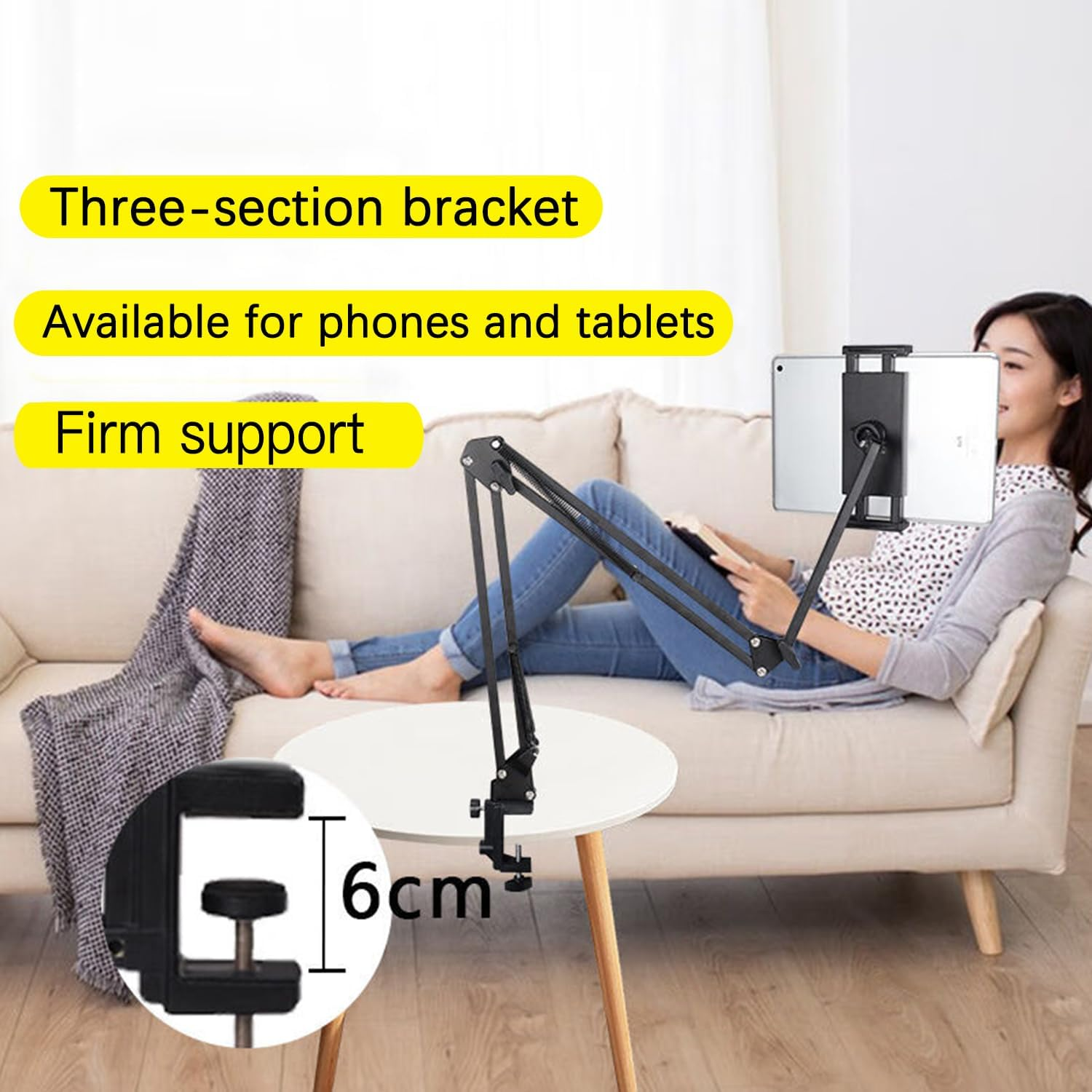 KIYOSAKI Tablet Stand & Phone Holder for Bed,360 Degree Rotating Bed Tablet Mount Holder Stand with Aluminum Arm for Ipad,Iphonexs,N-Switch, Amazon Kindle Fire,Or Other 4~12.9 Inch Devices image number 2