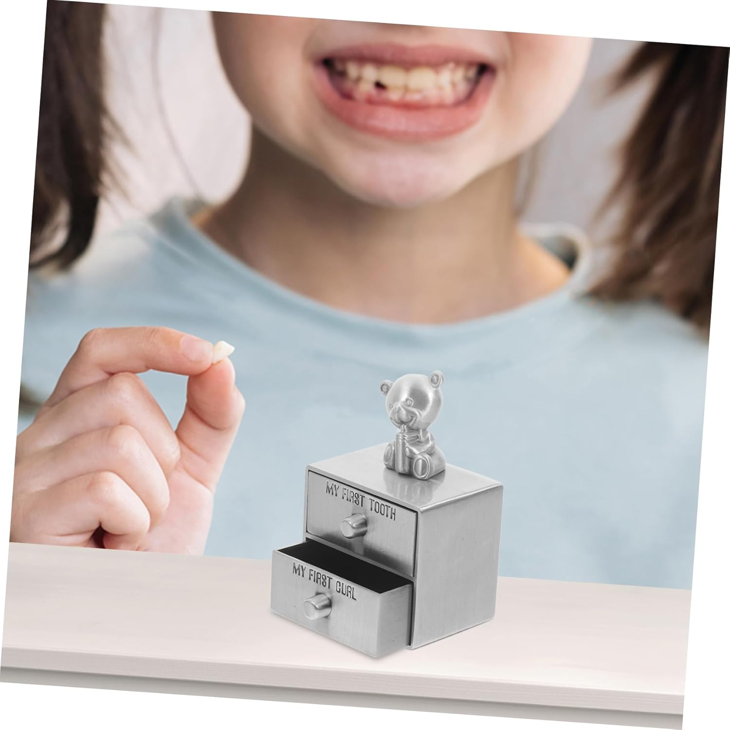 BESPORTBLE First Tooth and Fetal Hair Keepsake Box Double Metal Storage Box for Essentials image number 3