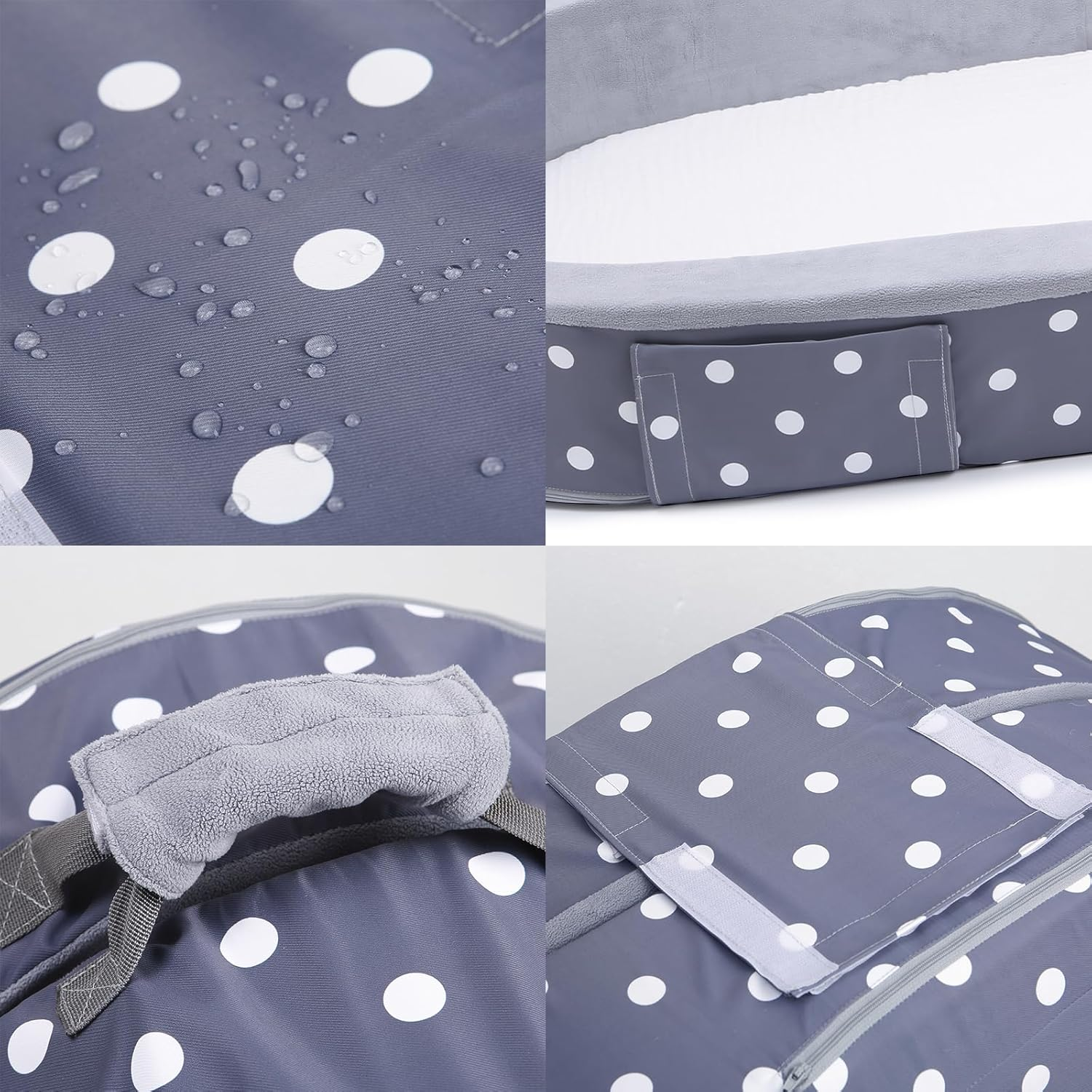 Mooedcoe Foldable Toddler Floor Bed with Sides, Folding Toddler Bed for Travel Kid Foam Sleeping Cot (Round, Dot) image number 2