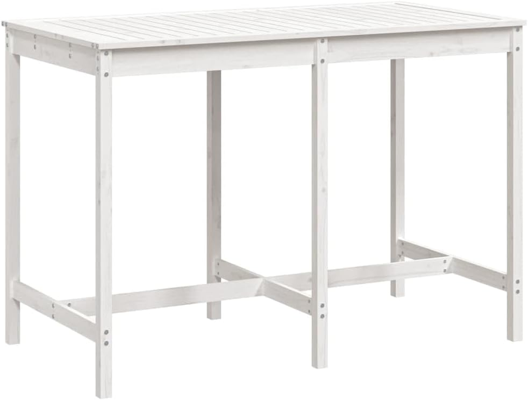 Vidaxl Wooden Garden Table, Ic Outdoor Patio Table, Durable and Solid Pinewood, Classic White Design, Scandinavian Style, Weather Material, 159.5X82.5X110 Cm image number 4