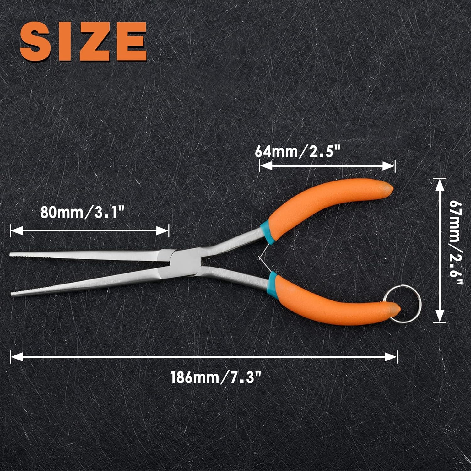 LEONTOOL Extra Long Needle Nose Pliers for Jewelry Making 7 Inches Straight Needle Nose Plier with Serrated Jaw Fishing Hook Remover Tool with Lanyard Long Nose Pliers for Hard-To-Reach Narrow Spaces image number 1