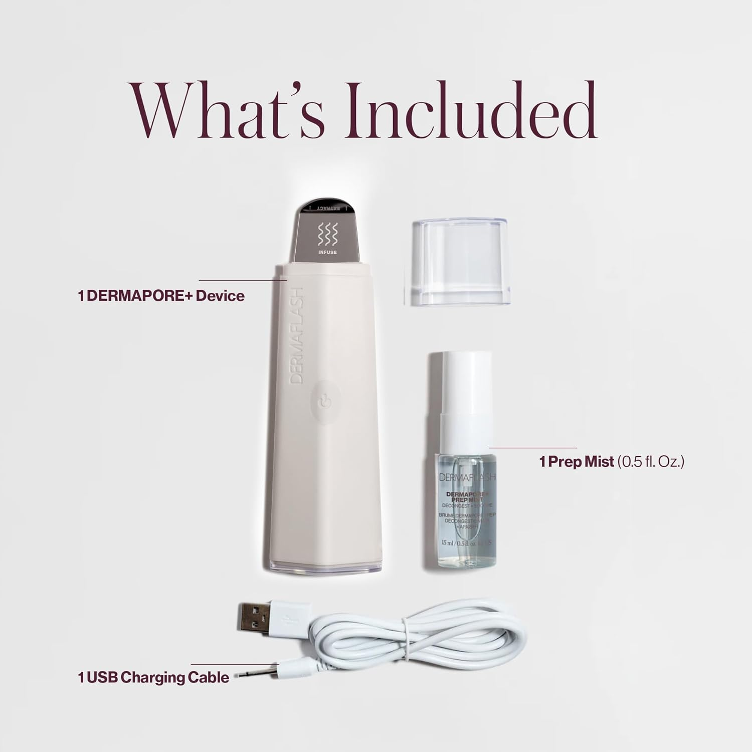 DERMAFLASH DERMAPORE+ Skin Care Device, Ultrasonic 2-In-1 Pore Extractor and Skincare Infuser, Stone image number 3