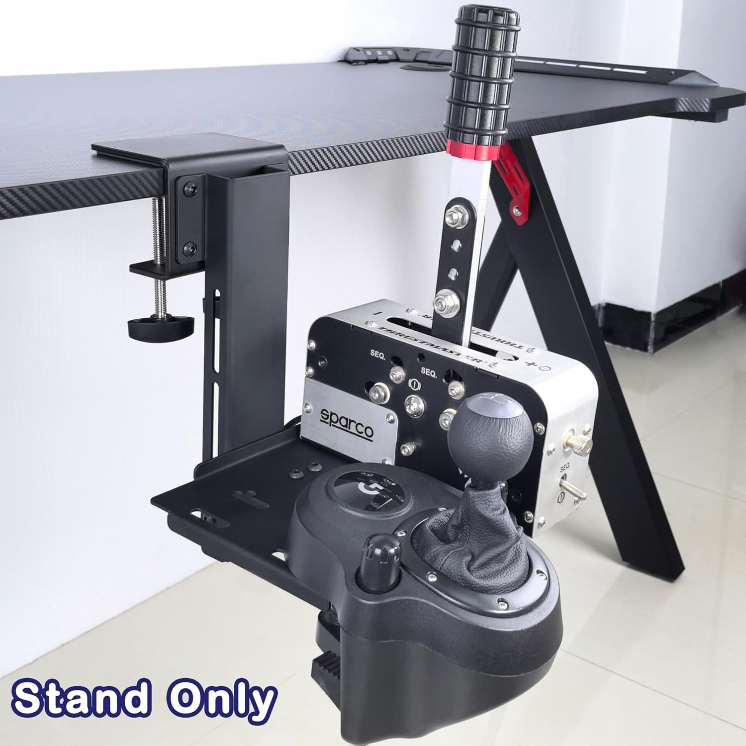 Racing Shifter Mount Handbrake Desk Mount for Racing Sim Shifter Handbrake Stand Compatible with Logitech G Driving Force, Thrustmaster TH8A, TSSH image number 2