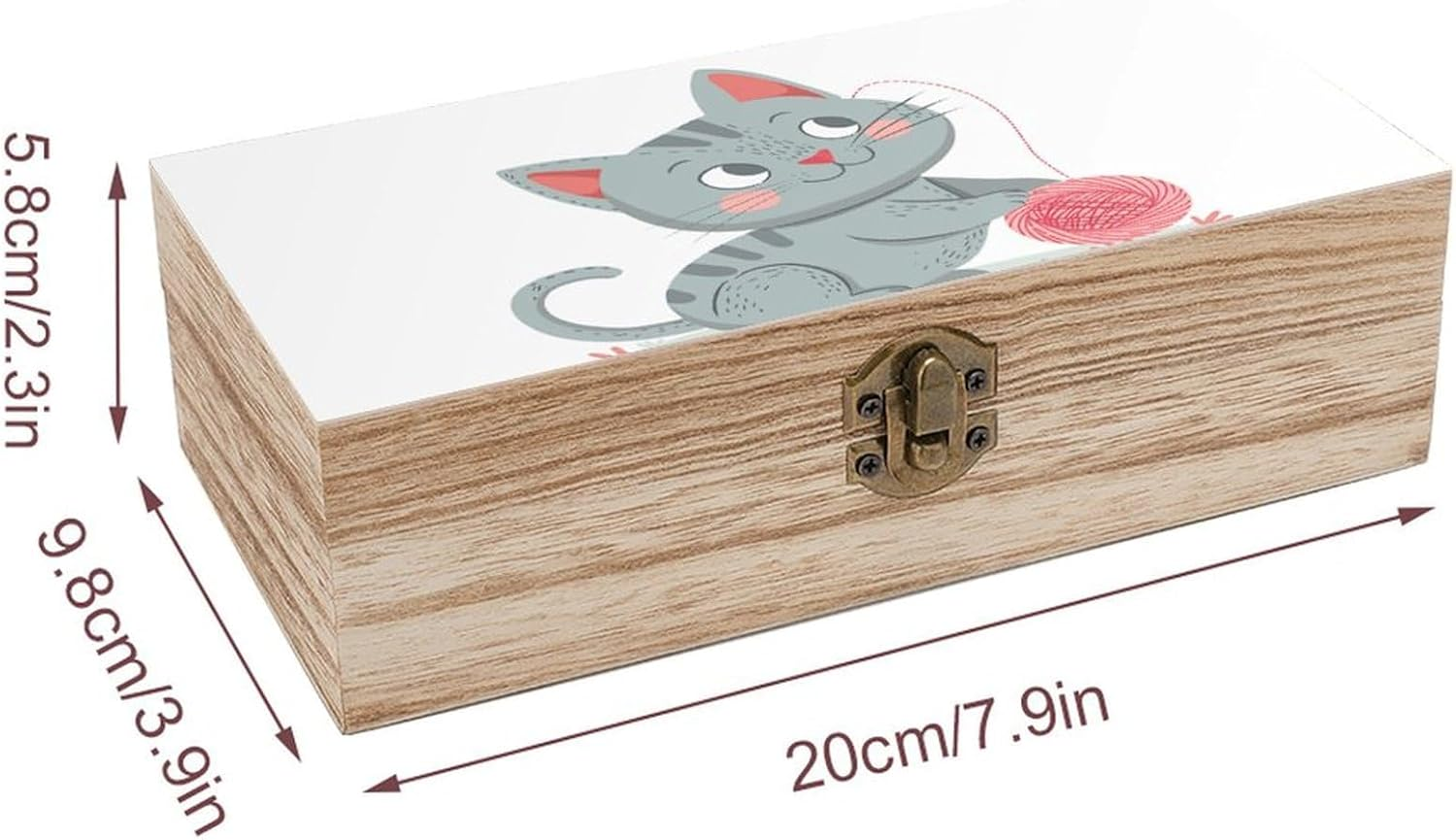 Peach Nose Cat Wooden Box Wood Wedding Keepsake Boxes with Lids Small Decorative Boxes Lightweight Wooden Memory Storage Box for Crafts Keepsakes Jewelry Photo Letter Storage