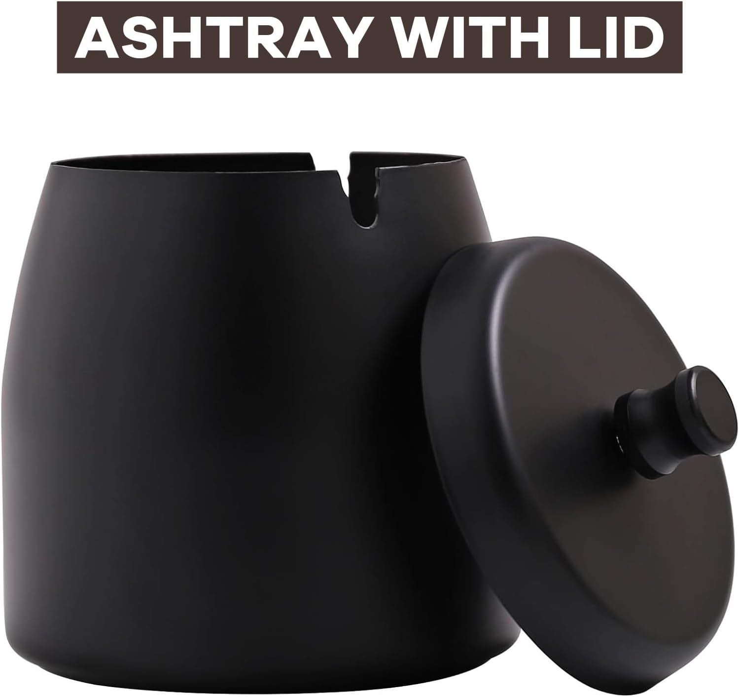 Stainless Steel Ashtray with Lid - Smokeless, Odorless Windproof Cigarette Tray for Indoor/Outdoor, Home, Office, Patio (9Cm X 9Cm X 9.7Cm, 330G) image number 4