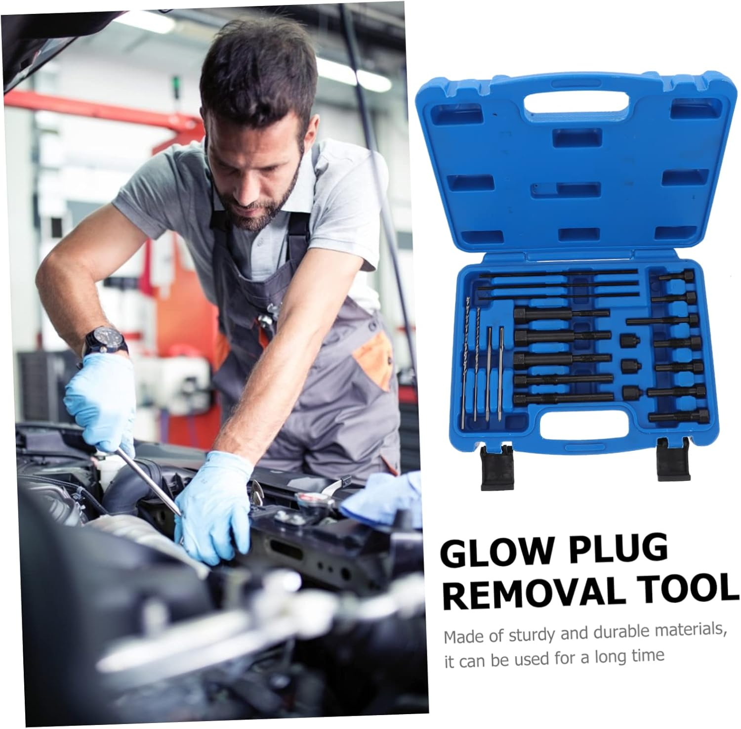 Mikinona Damaged Glow Plug Puller and Thread Repair Kit Automotive Glow Plug Removal Tool Practical Car Repair Equipment Sturdy Extraction Function for Engine Maintenance image number 1