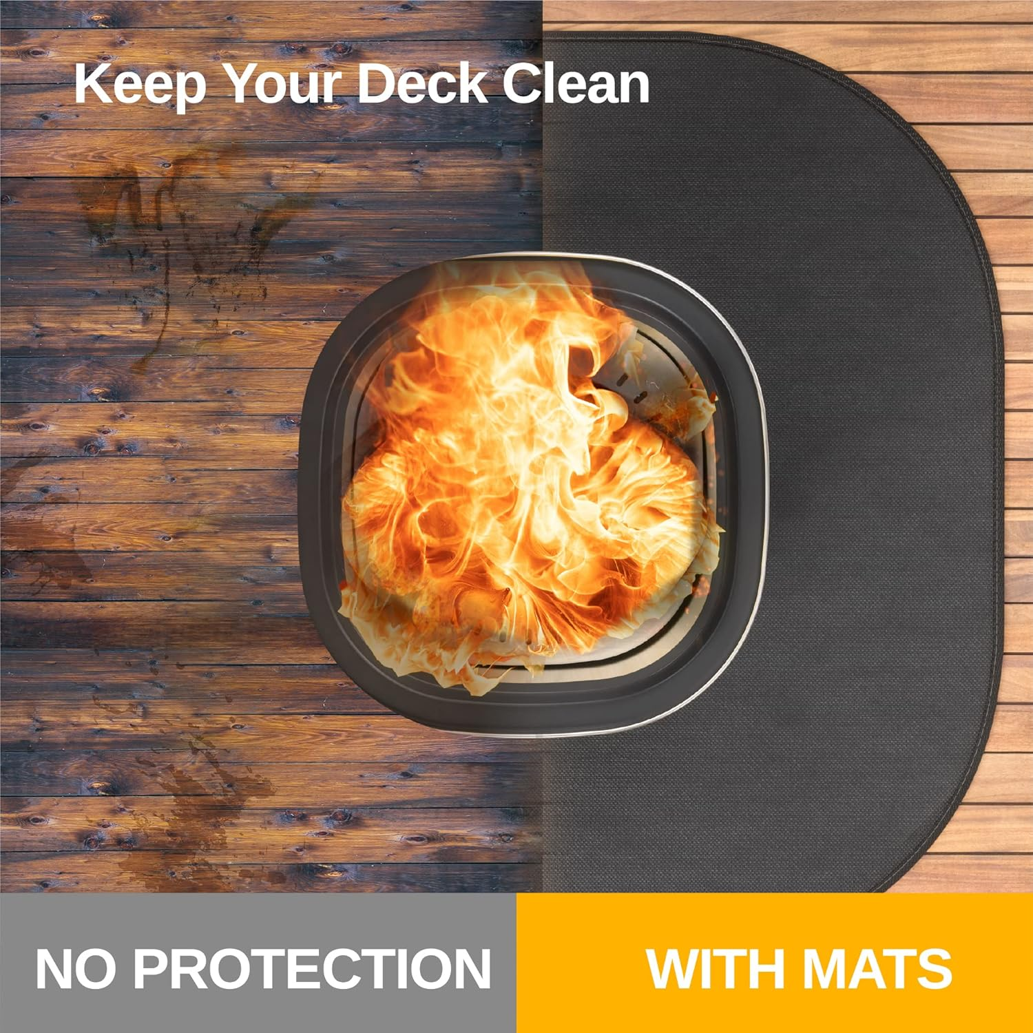 EAST OAK 36'' Fire Pit Mat for Low Smoke Outdoor Firepit Wood Burning Campfire, Portable Fire Pit, Charcoal Grills, Wood Pellet Smokers, for Patio, Backyard, Deck, Garden and Poolside Use, Black image number 3