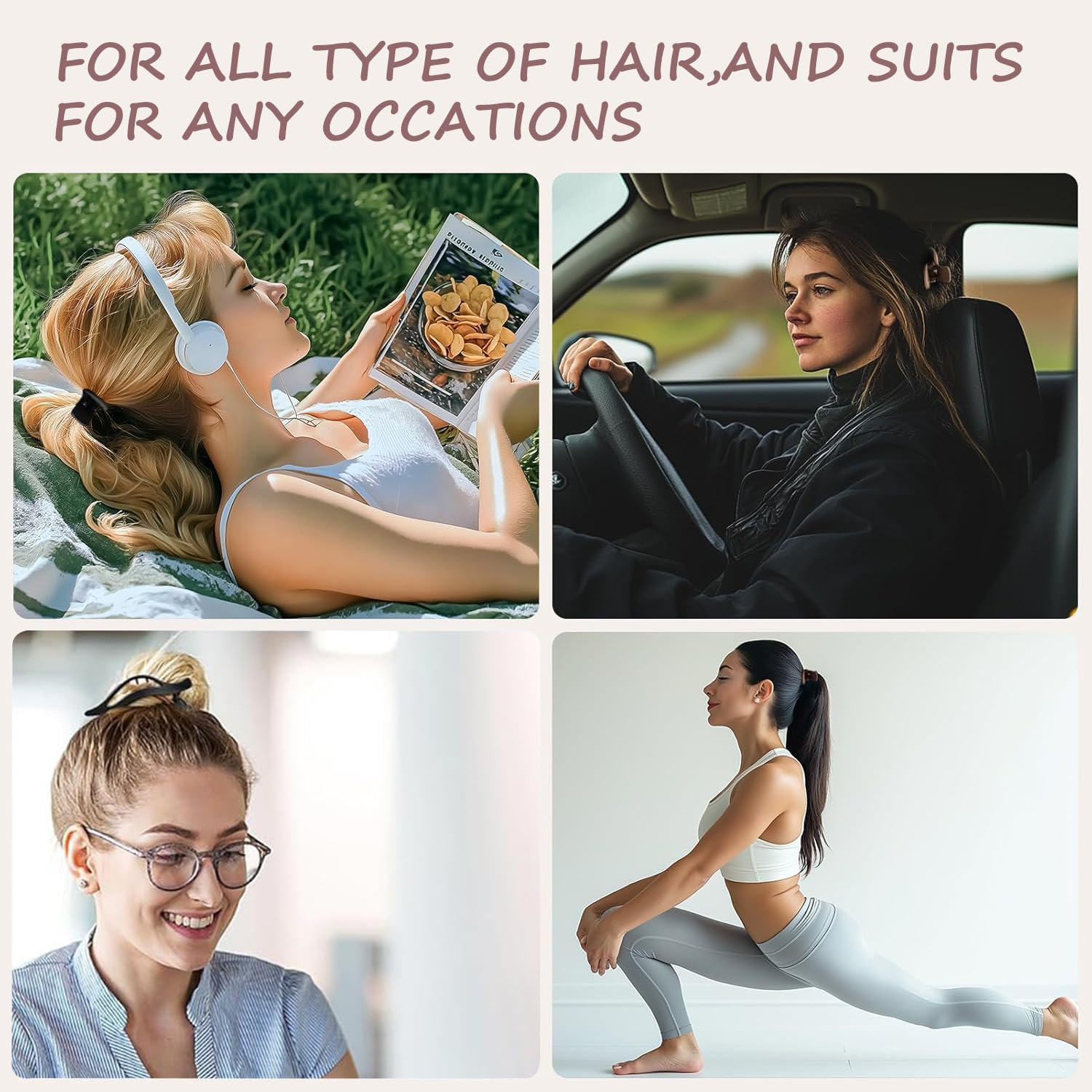 Pack of 8 Hair Clips for Women, Flat Claw Clip, Hair Clips, Large Hair Clip, Non-Slip, for Thick & Thin Hair, Elegant French Hair Clip for Everyday, Sports, Driving