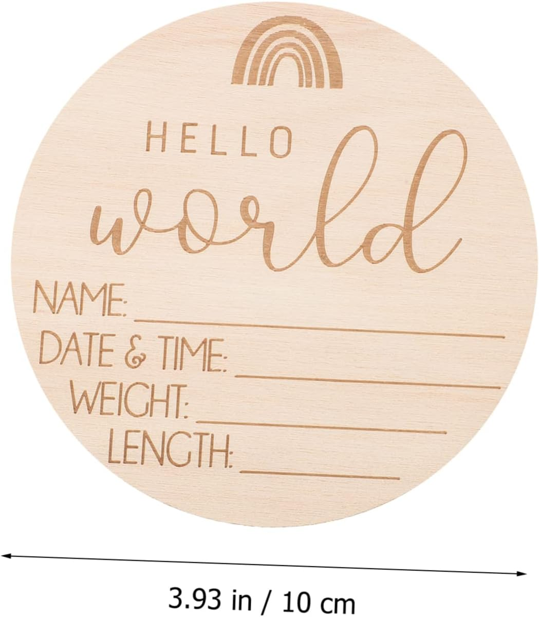 Minkissy 5Pcs Wood Birth Announcement Signs Rainbow Design Hospital Newborn Name Plaques Photo Props and Nursery Decor for Newborn Photography and Shower Celebrations image number 6