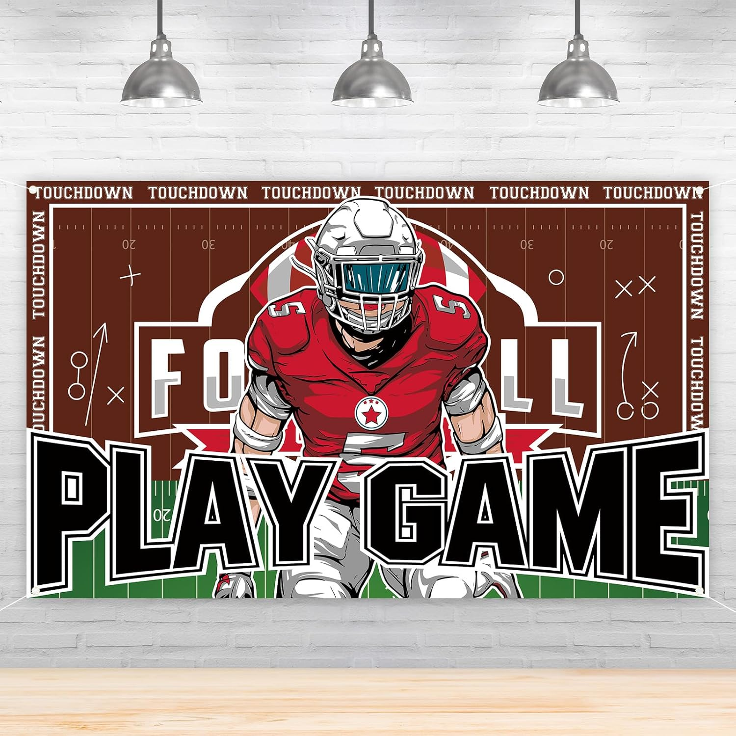 American Football Decorations Play Game Party Backdrop Touchdown Football Birthday Party Decorations and Supplies for Home 5X3Ft image number 5