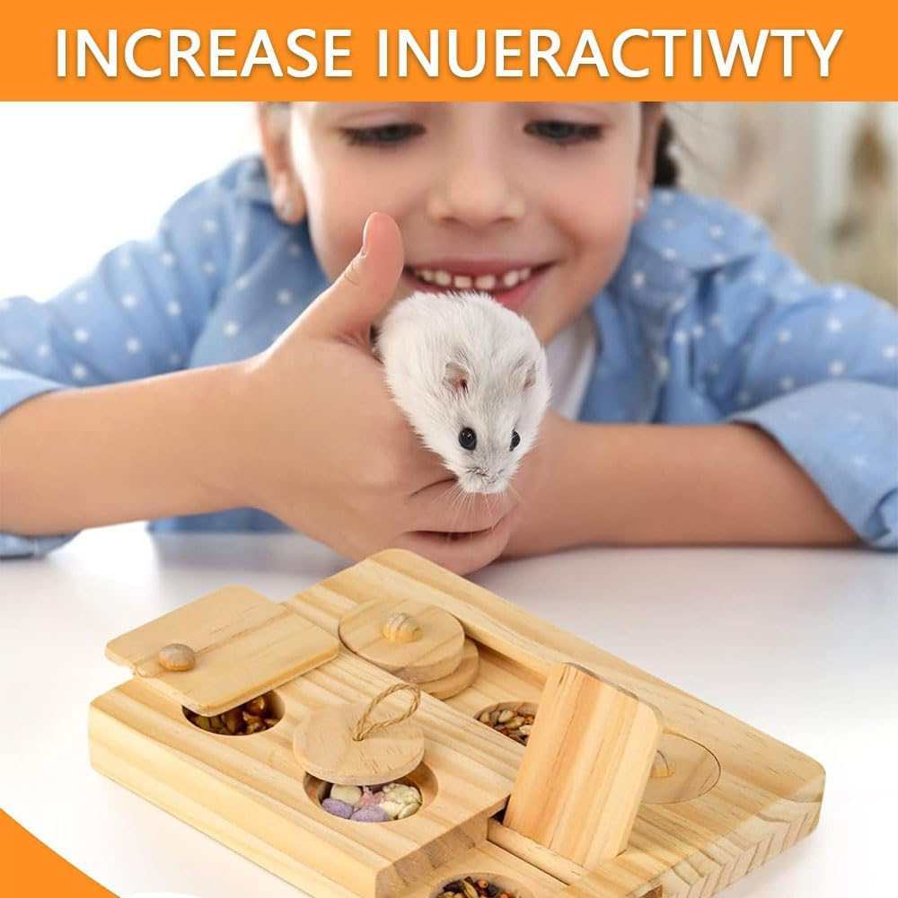 6 in 1 Wooden Foraging Toys for Small Pets &ndash; Interactive Treat Dispenser & Chew Toy Set for Guinea Pigs, Hamsters, Rabbits, Chinchillas, Rats & Gerbils image number 2