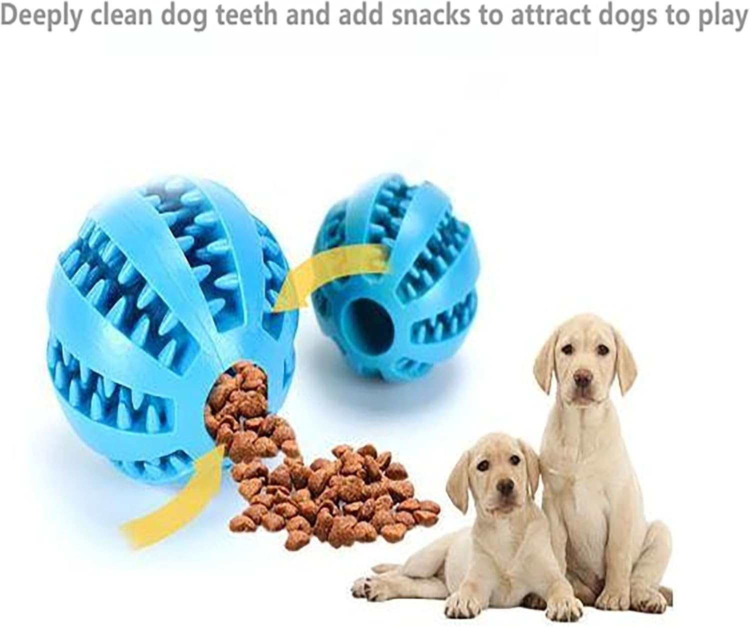 YAKESD Dog Toy Ball Set, 3 Pack 5Cm Treat Dispenser Balls for Teeth Cleaning, IQ Training & Exercise, Nontoxic Interactive Pet Ball Toy for Puppies & Dogs - Red, Blue,Orange image number 2