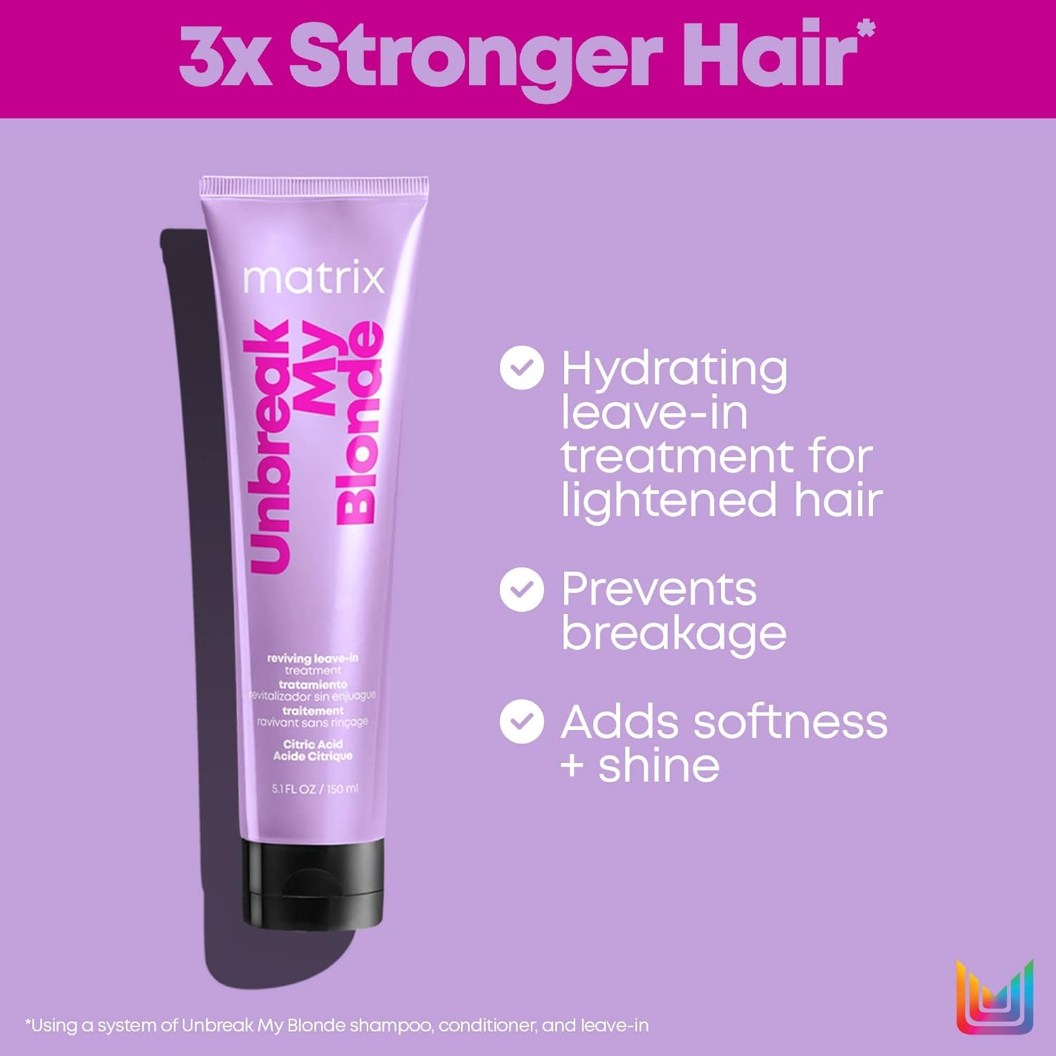 Matrix Unbreak My Blonde Reviving Leave-In Treatment | Strengthens, Softenes & Enhances Shine | for Damaged, Bleached, Lightened & over Processed Hair | 5.1 Fl. Oz. | Vegan image number 3