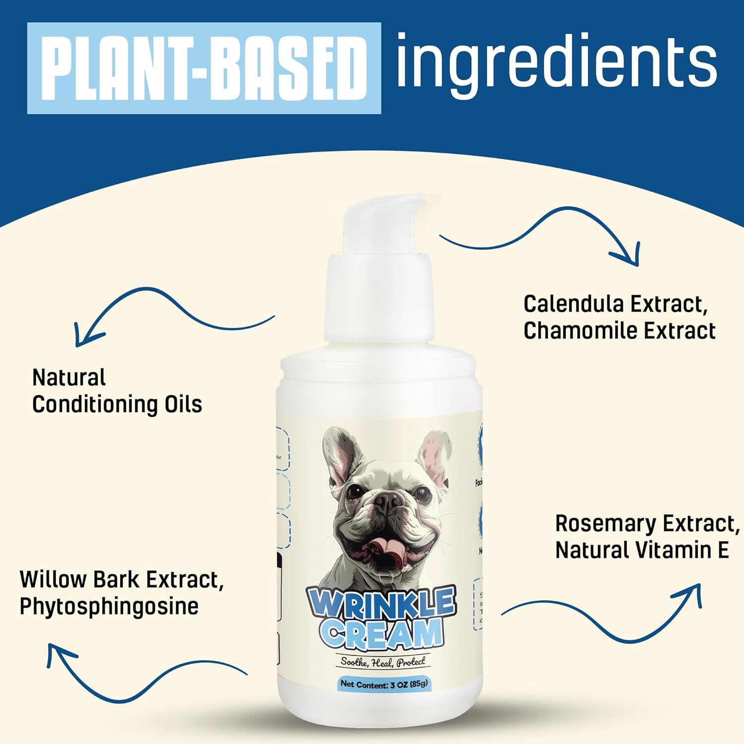 Wrinkle Paste for Bulldogs - 85G Dog Wrinkle Cream for French Bulldogs, Wrinkly Dogs & Cats - Clean and Protect Wrinkles and Folds,& anti Itch for Bulldogs - Dog Allergy Relief and Hot Spot Treatment for Dogs Cats, Silicone Applicator Included. image number 6