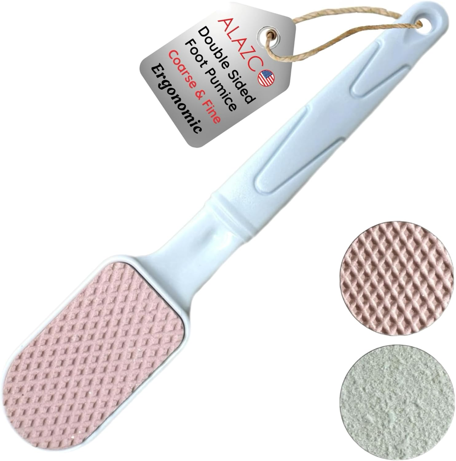 Double-Sided Foot Pumice Stone & File with Handle - Heel Scraper Scrubber Cracked Feet Instant Exfoliating Buffer Dead Skin Remover &ndash; Feet Pedicure Skin Softener Sole Smoother image number 4