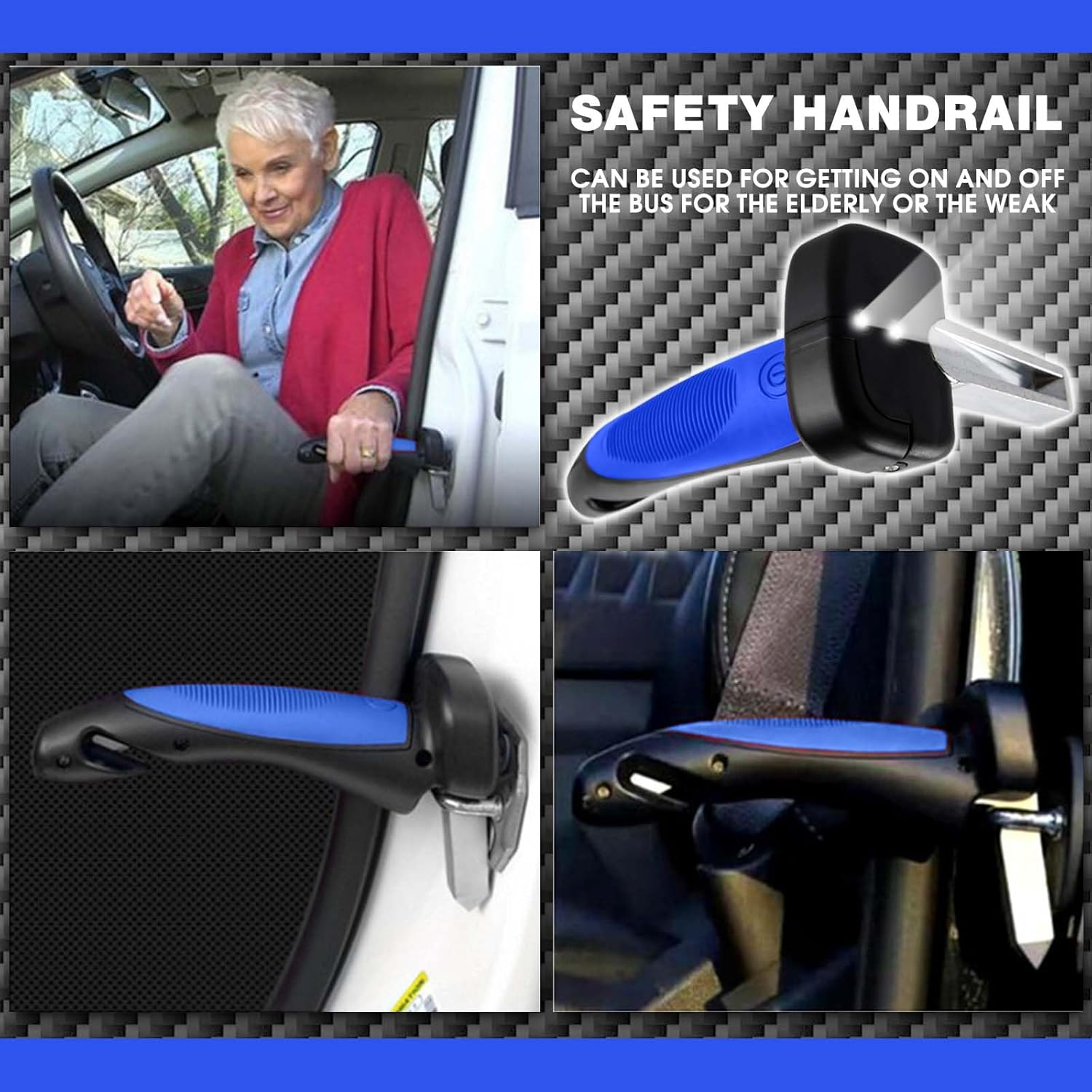 Powerful 2 Pack Car Door Handle for Elderly, 4 in 1 Car Door Latch Assist Grab Handle, Auto Cane Support Gripper Handle for Seniors and Handicapped (Blue) - Red image number 4
