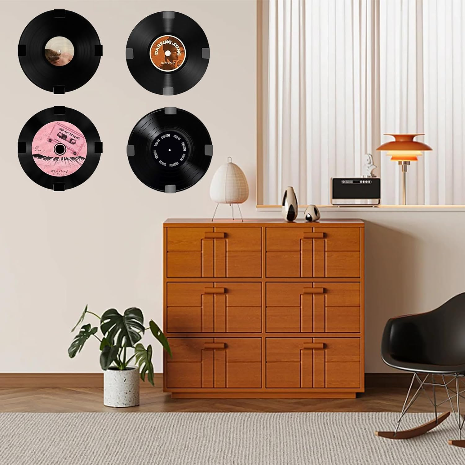 Sgphrzlt 15 Pack Vinyl Record Storage Holder Wall Mount, Self-Adhesive Wall Record Display Shelf Hooks, No Screw Removable Acrylic CD Album Hangers for Home Office Decoration, Clear image number 1