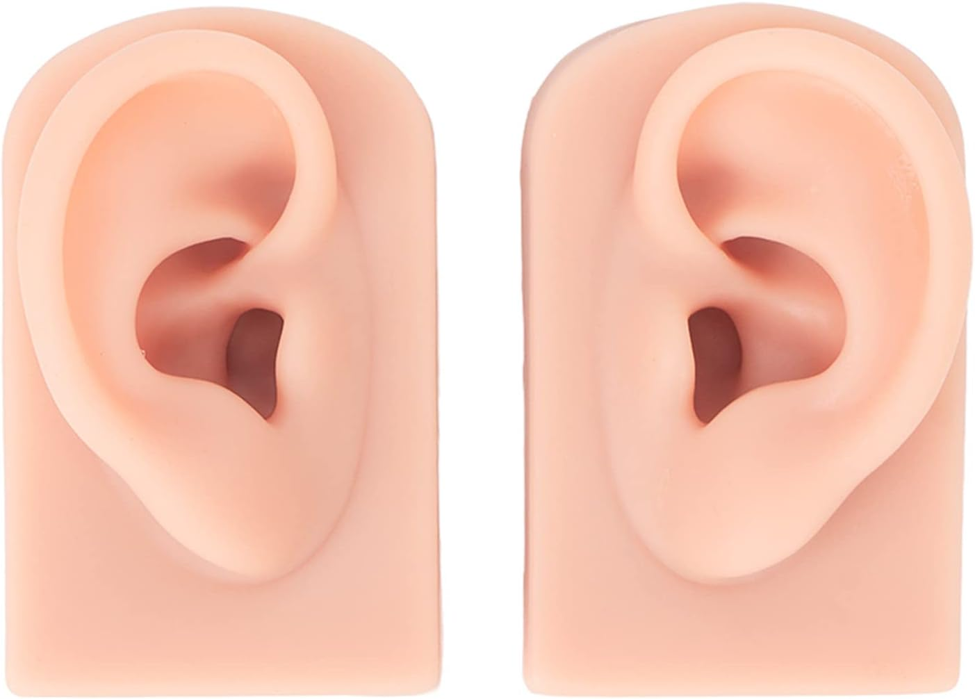 Silicone Ear Model, Left and Right Soft Flexible Model Fake Ear Piercing Practice, Human Ear Model, Realistic Silicone Ear for Jewelry Display, Acupuncture, Teaching (#2)
