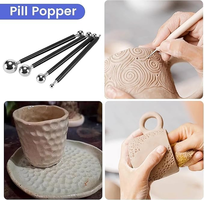 Double-Ended Sculpting Dotting Tools,9Pcs Ceramic Clay Ball Stylus Dot Painting Tools,Silicone Clay Sculpting Tool Double-Ended Rubber Tip Metal Ball Silicon Shaper Pens Modeling Stylus Dotting Tool image number 4