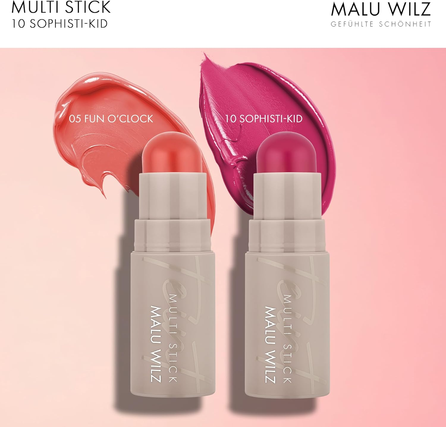 Malu Wilz Multi Stick No. 10 for Cheeks & Lips I Creamy Makeup Stick with Mango Butter, Vitamin E & Jojoba Oil I Natural Blush & Lip Tint I Smudge-Proof Long Lasting I for All Skin Types