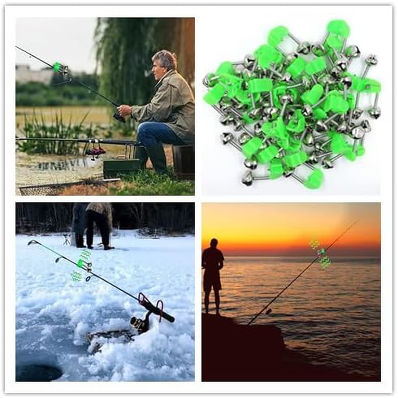 Kastetards 30 Pcs Fishing Bell Alarm Devices, Fishing Bells,Bait Alarm Bells, Fishing Bell Clip Fishing Rod Alarm Devices, Dual Alarm Clip with Super Loud Volume, Fishing Rod Alarm Bells (Green) image number 4