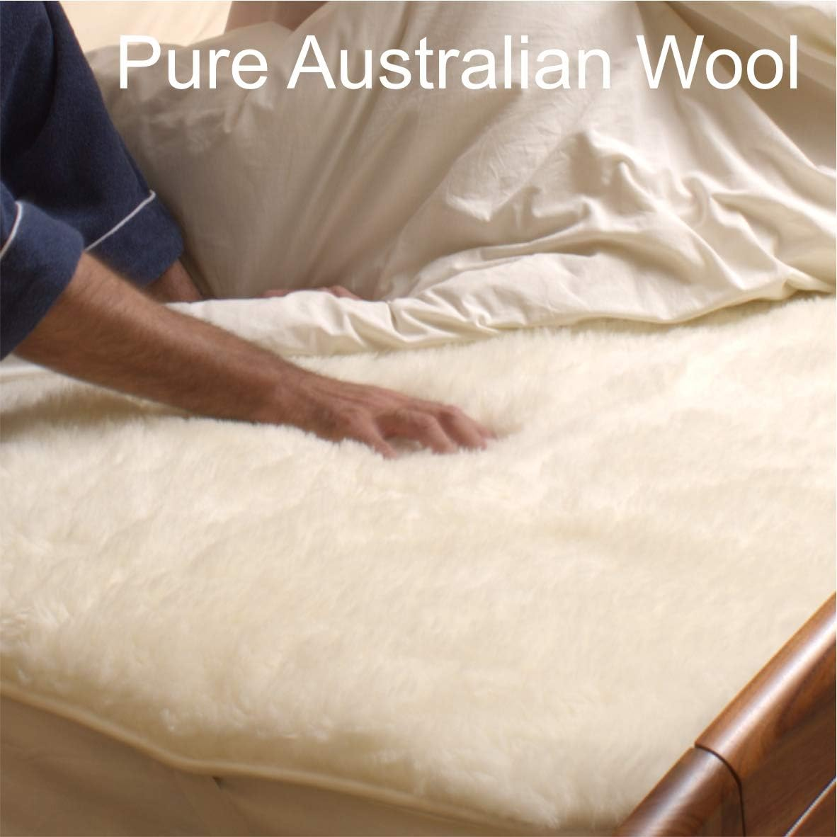 Dickwicks Premium Wool Magnetic Underlay, White, Plush Sheepskin Style (Queen)