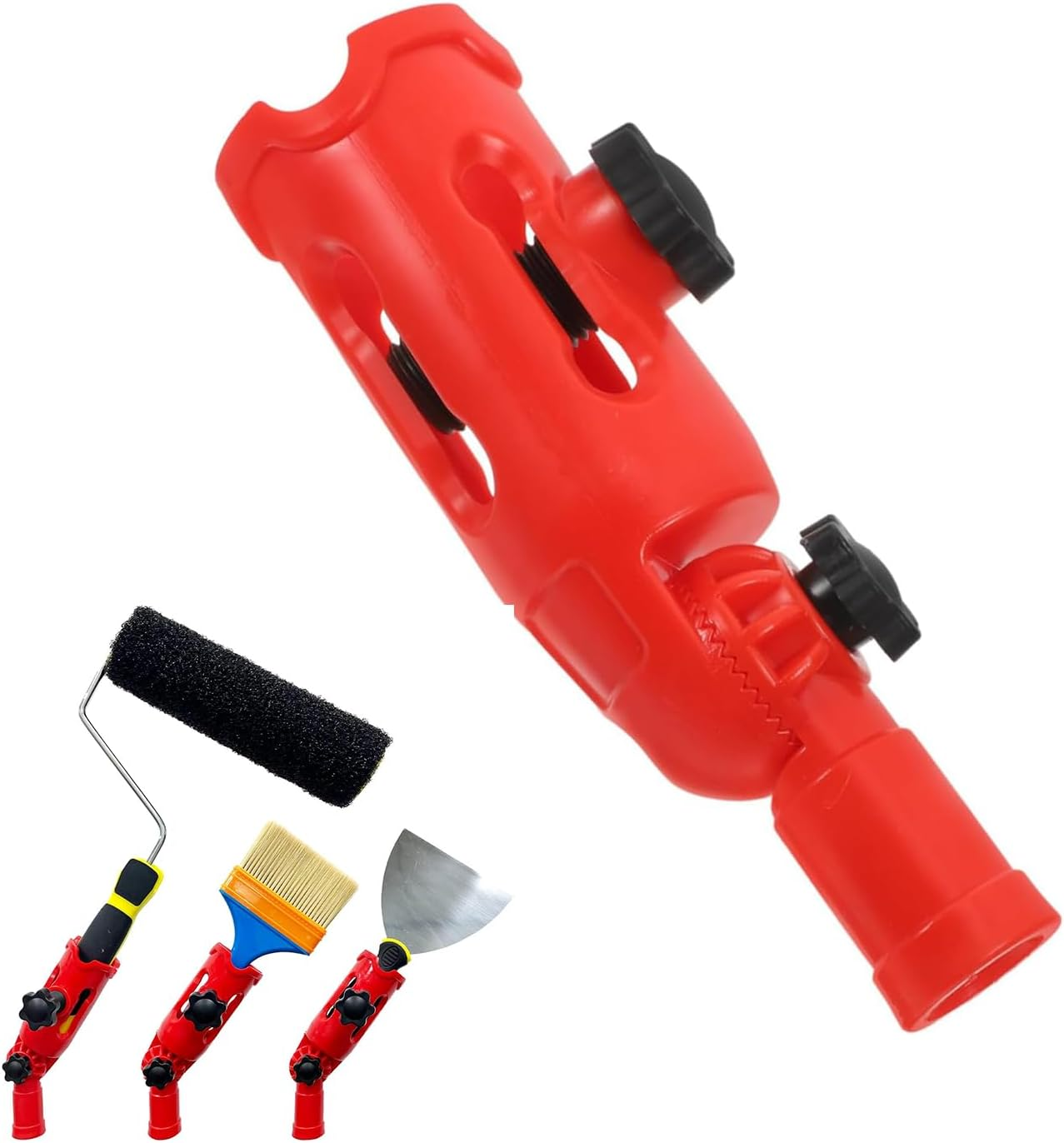 Taicols Multi-Angle Paint Brush Extender, Paint Edger Tool for High Ceilings, Extension Pole Attachment, Corner Painting Tool for Walls, Corners, Edge,Paint Roller Holder,Paint Brush Extender Holder